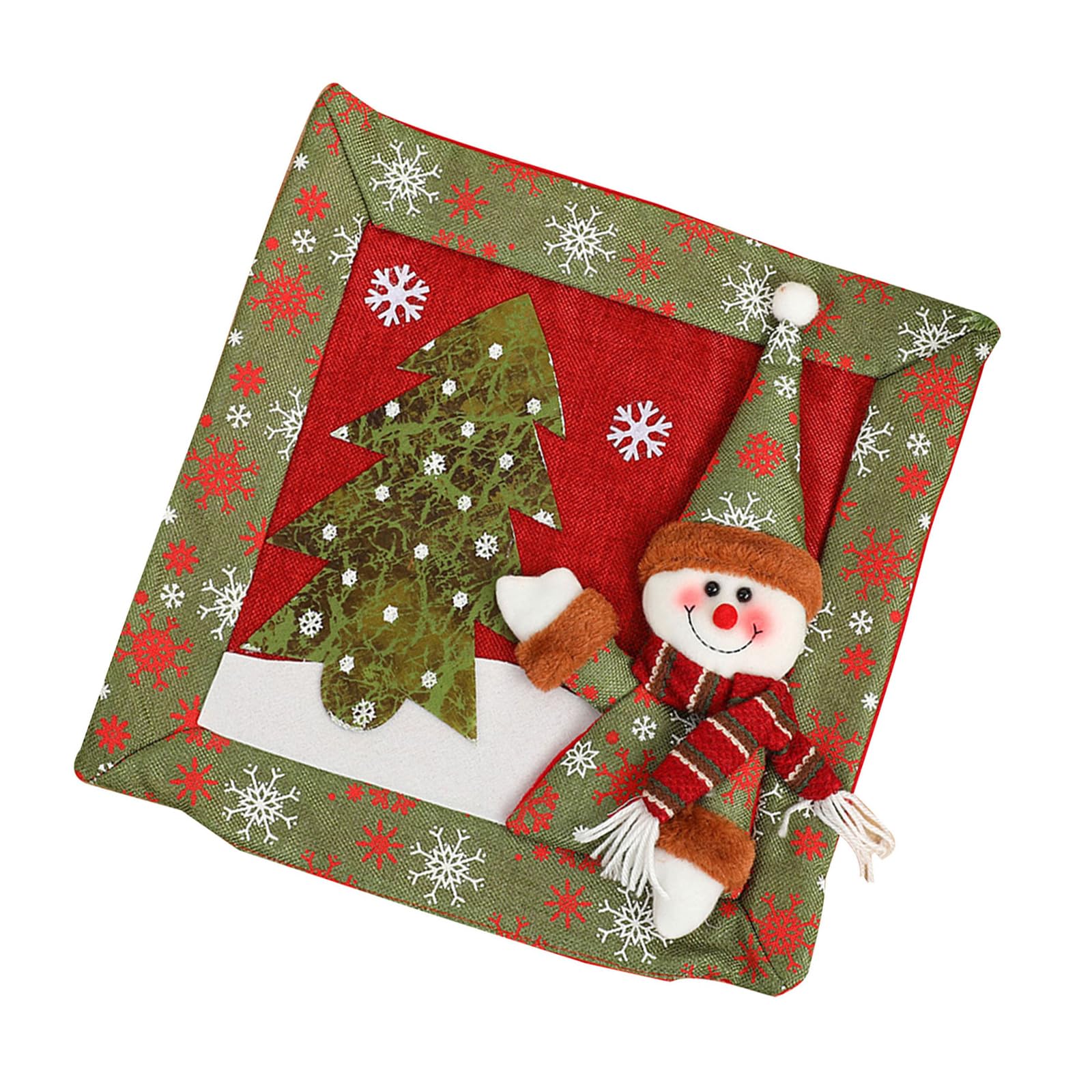 Buxuaaaa Christmas Cushions Covers Santa Snowman Linen Throw Pillow Case for Festival Home Decoration 38.5x38.5cm Santa Snowman Cushions Case