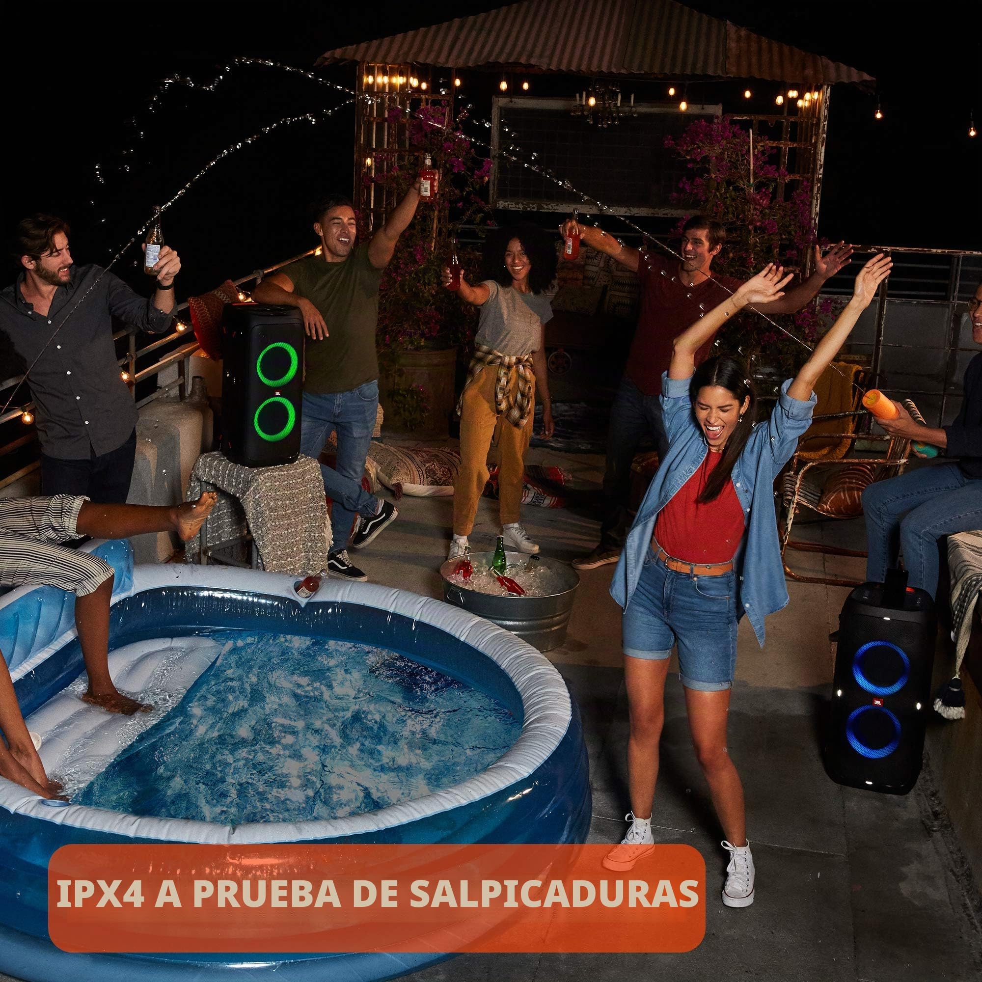 JBL PartyBox 310 - Altavoz inalámbrico Bluetooth para fiesta con iluminación dinámica integrada, modo karaoke, graves potentes y soporte para aplicaciones JBL, en negro