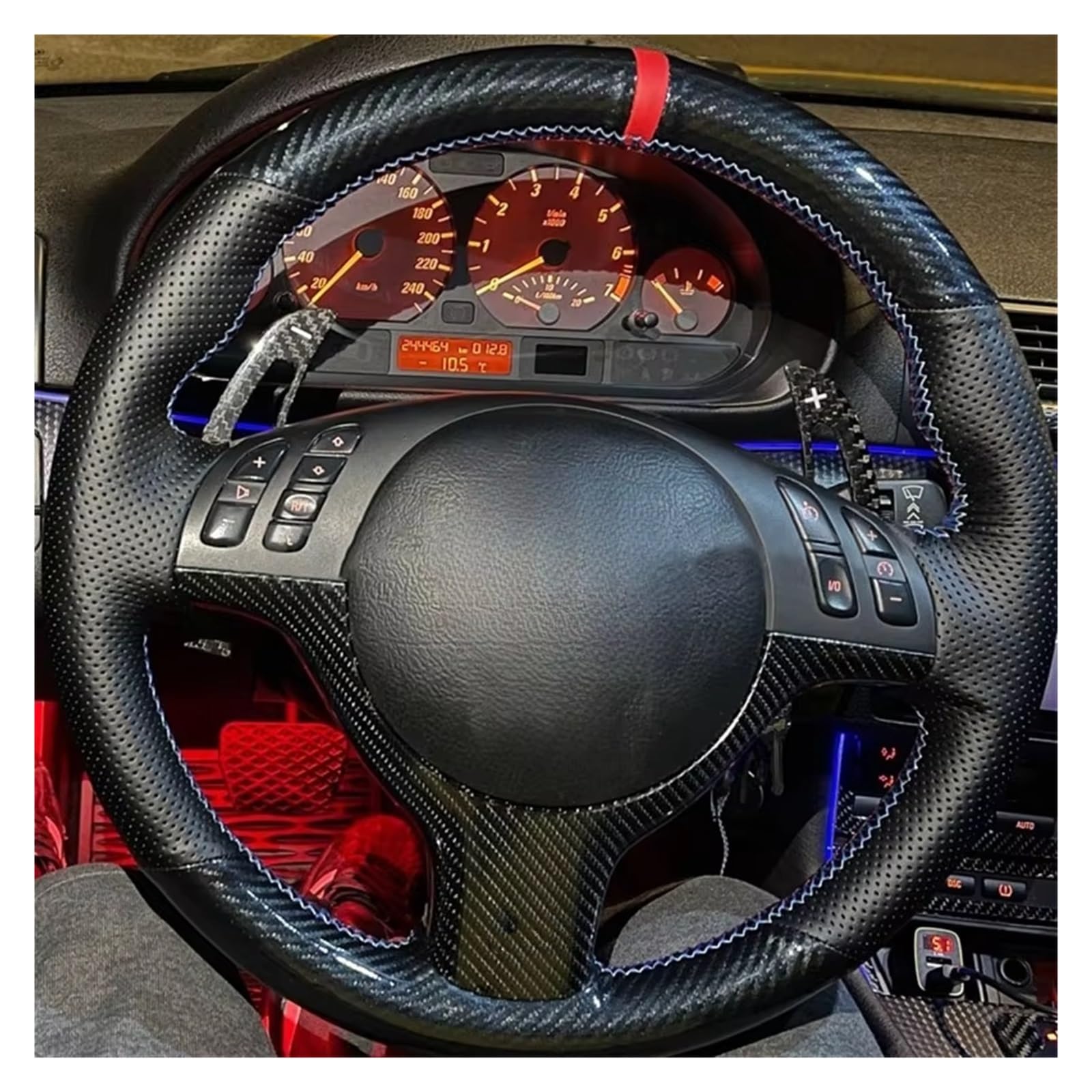 Lenkrad Abdeckung E46 E39 330i 540i 525i 530i 330Ci M3 Auto Lenkrad Abdeckung Anti-Slip Lenkrad Geflecht Auto Zubehör Lenkrad Bezug(White Thread)