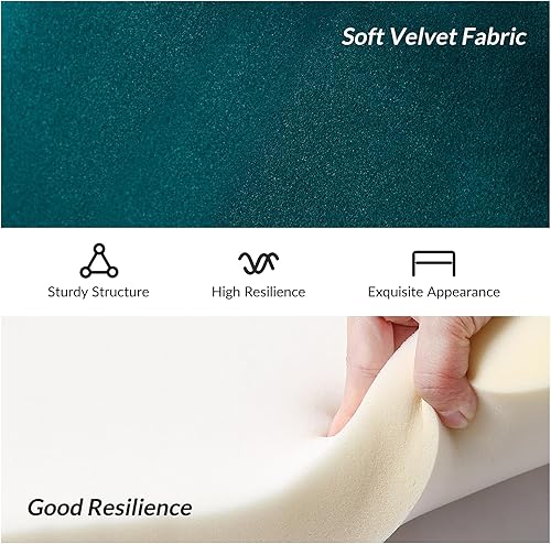 Miniatura 50 de HULALA HOME Moderno sofá biplaza de terciopelo con respaldo en forma de flor, cómodo sofá tapizado de 2 plazas con patas de metal dorado, sofá