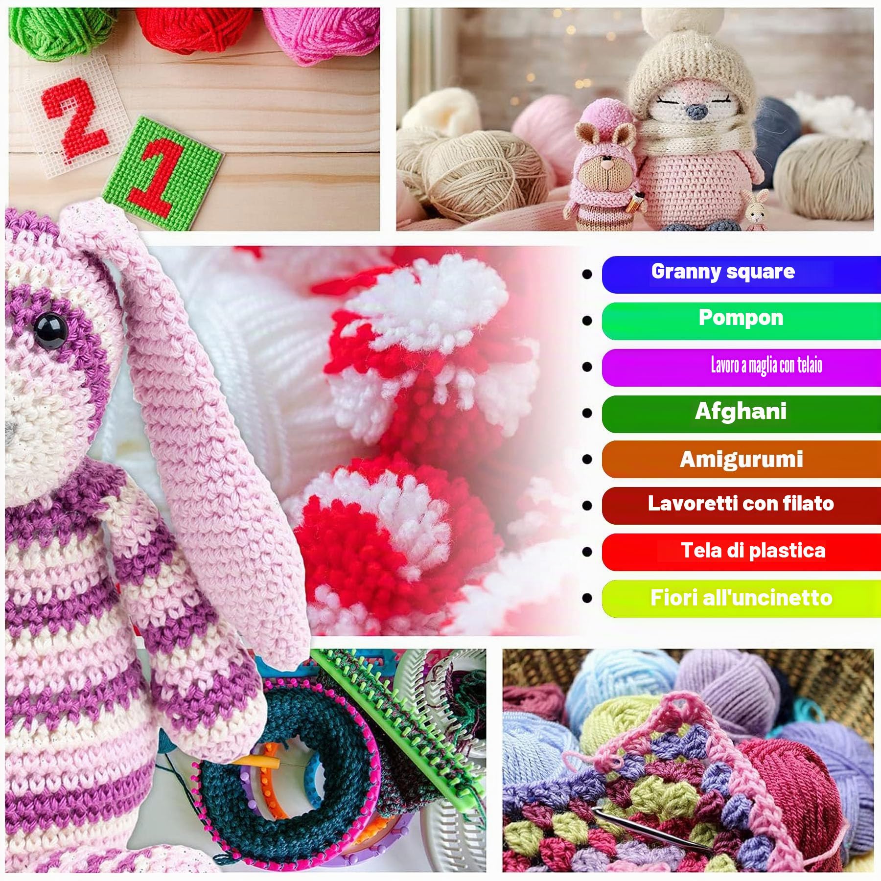 60 Colore Cotone per Uncinetto Filo Filato Crochet Yarn, 60 x 15g Filato Acrilica Lana di Cotone Colorata per Uncinetto Maglieria Crochet Artigianato Fai da Te