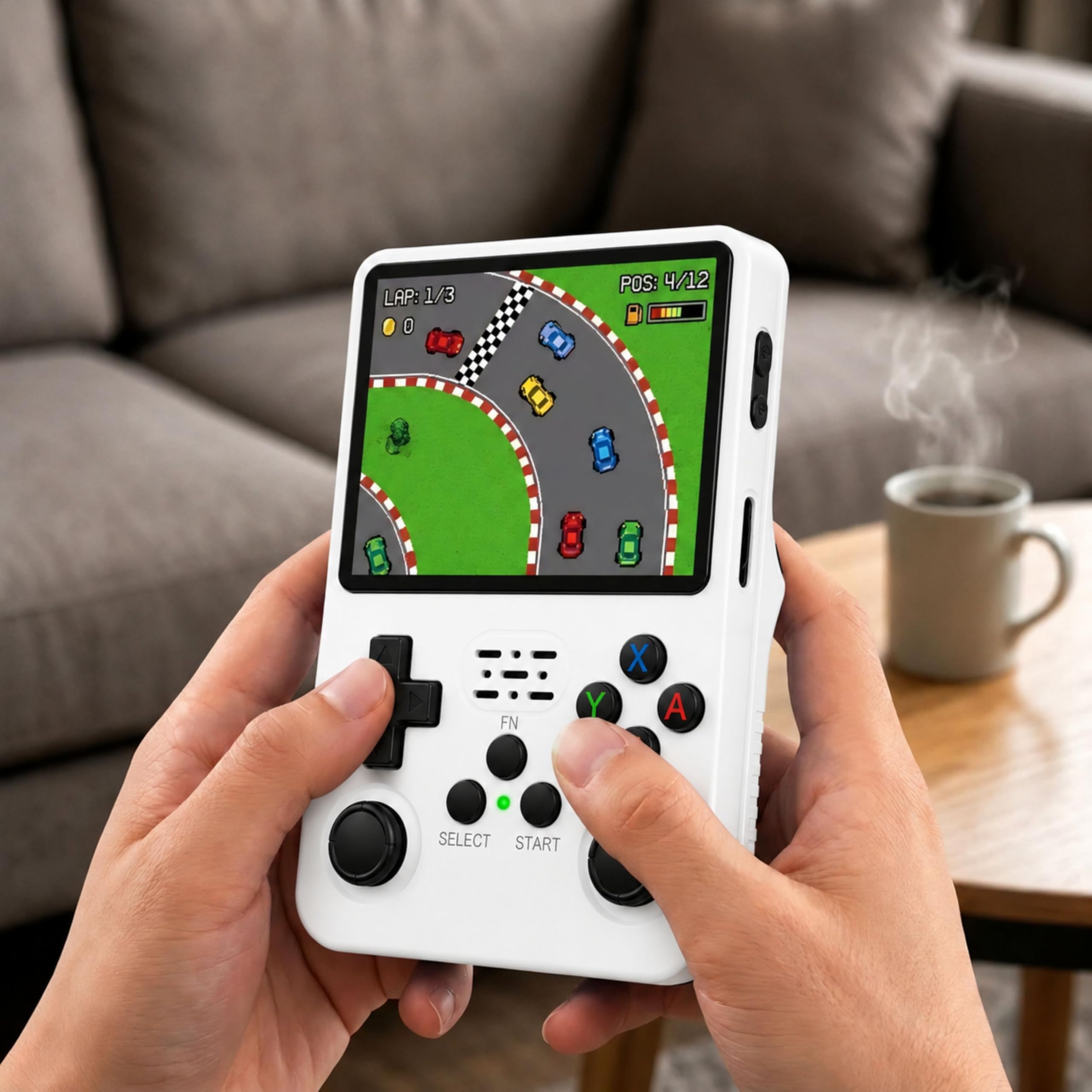 Console rétro portable avec 17 000 à 21 000 jeux - Version 2026 - Mini console d'arcade - Jeux PS1, PSP, N64, NDS, GBA, NeoG, etc. - Écran HD 3,5' 640 x 480 - Repousse les imitations (blanc)