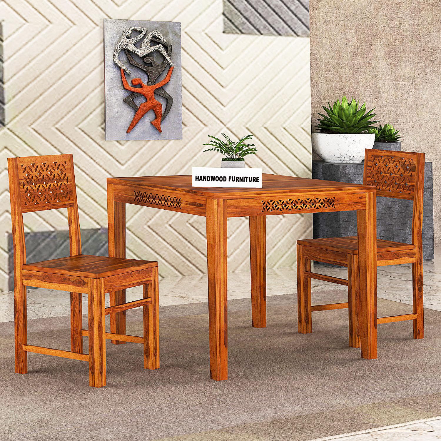 Premium Sheesham Wood Dining Table (34x34) with 2 Chairs | 2 Seater Dining Set | Wooden Dining Table with Chair |1 Year Warranty | Honey Finish -DIY(Do-It-Yourself)-image-42