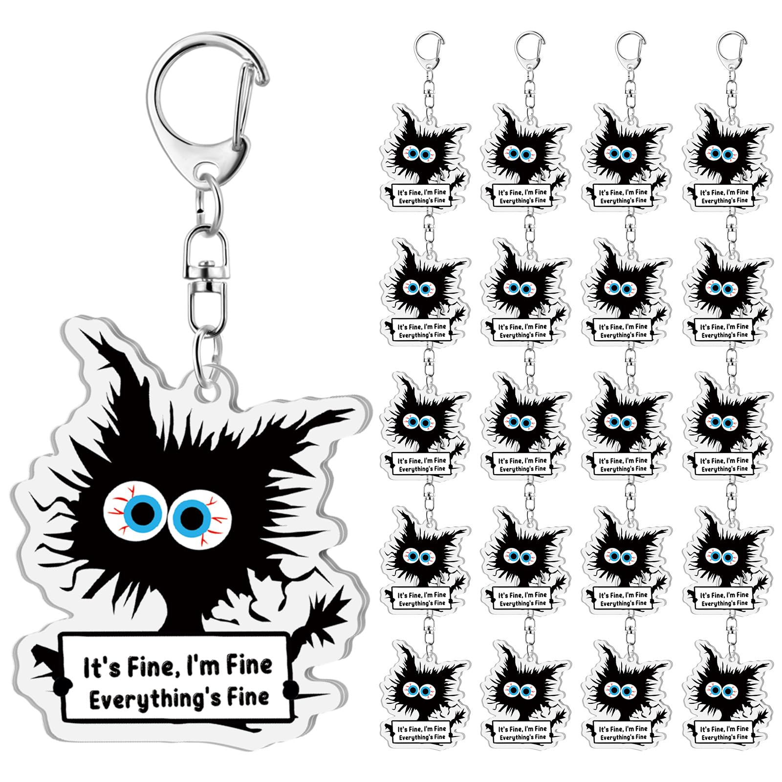 FerreveFunny Black Cat Keychains Christmas Appreciation Gifts for Vet Tech Cat Lovers Employees Coworkers Stocking Stuffers