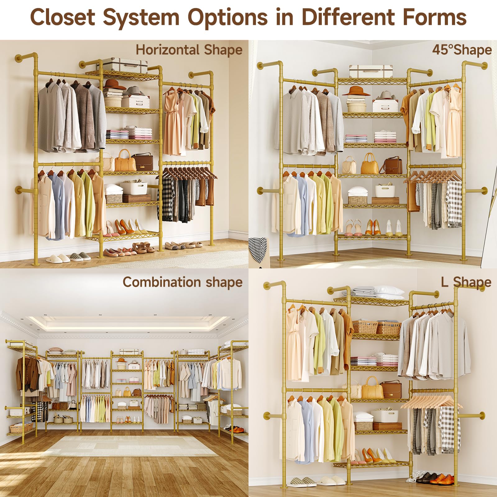 How to Organize a Small Closet: 4 Steps That Stick (2026) 1 ONBRILL H3 Expandable Wall Mounted Closet System, 5.4FT-8.1FT Closet Organizer w - product photo
