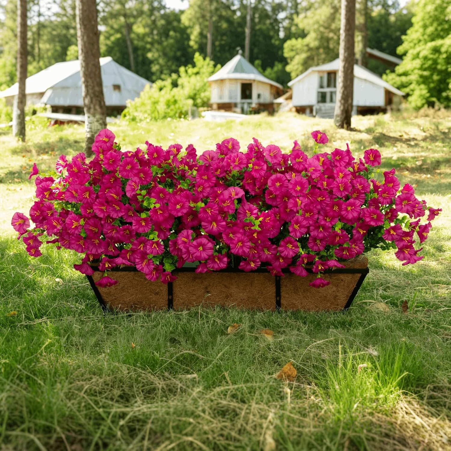 Artificial Flowers for Outdoors Spring Summer Decoration, 16 Bundles Fake Silk Realistic Morning Glory UV Resistant Faux Plastic Plants for Planter Front Door Porch Patio Yard (Fuchsia) - Image 4