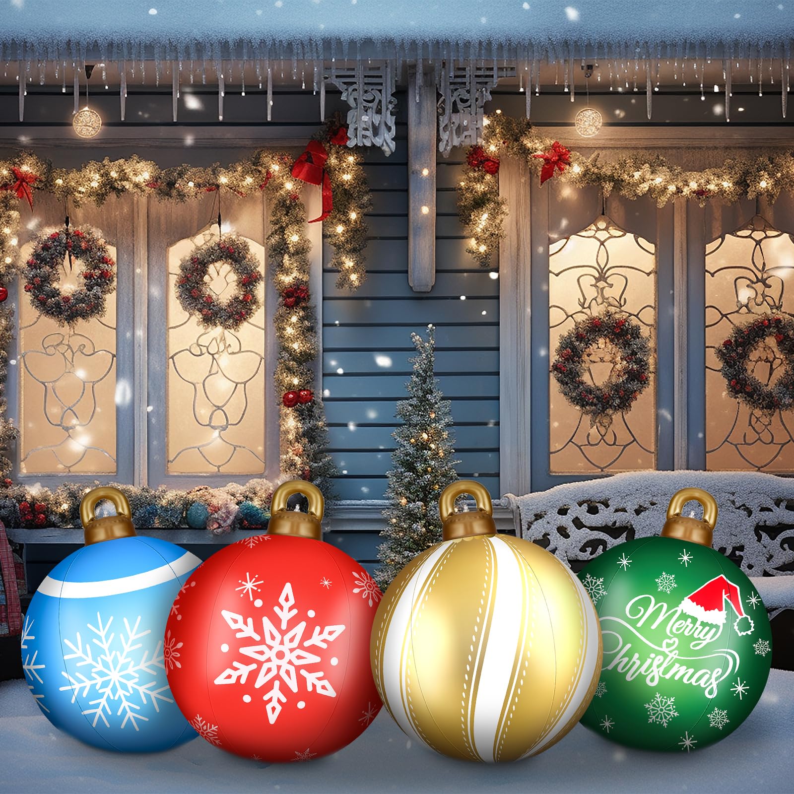Snapklik.com : Jetec 4 Pcs 32 Inch Giant Inflatable Christmas Ball ...