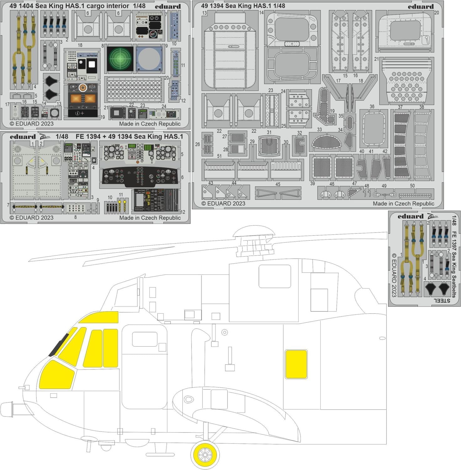 EDUARD BIG49397 BIG Ed Sea King Has.1 1/48 BIG Ed Photo Cut for AIRFIX