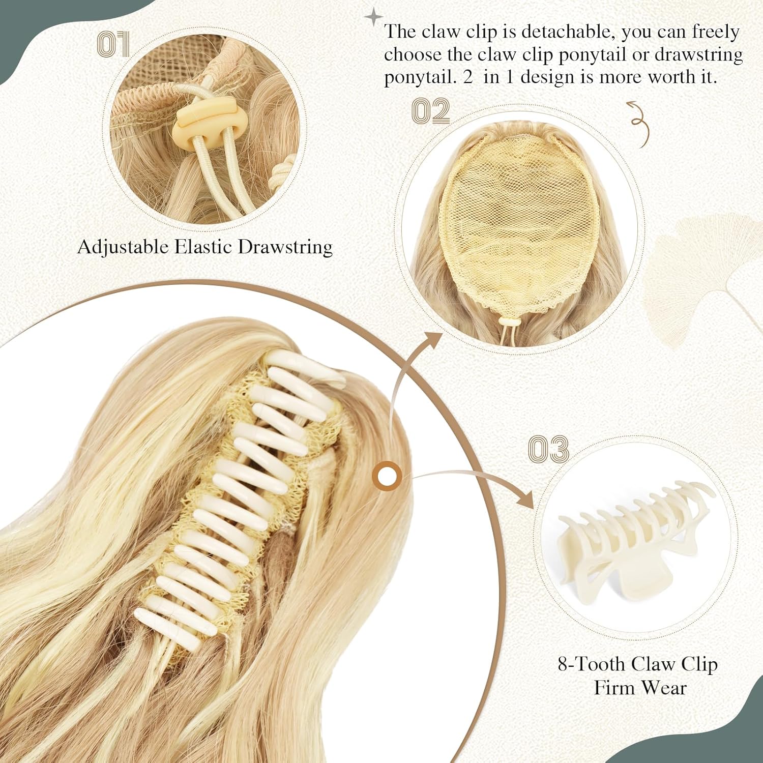 SOFEIYAN 14" Ponytail Extension, Short Wavy Claw Clip in Ponytail Hair Extension Synthetic Hairpieces Black Layered Natural Fluffy Curly Drawstring Ponytail Hair Piece for Women - Image 3