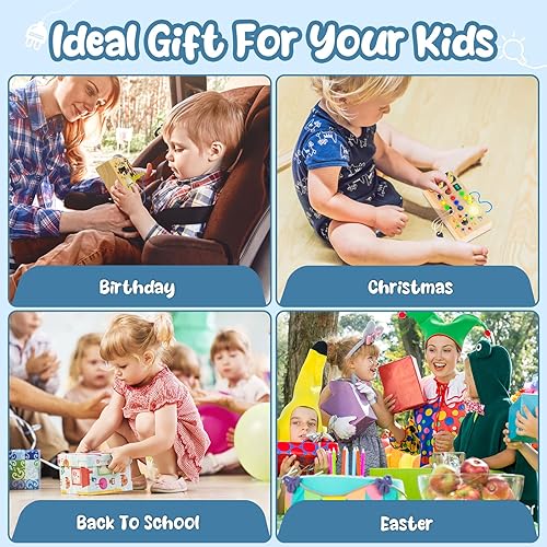 Miniatura 7 de Syahro Montessori - Tablero sensorial de madera para niños, juguete de viaje con interruptor de luz LED, artículos esenciales de viaje por carretera