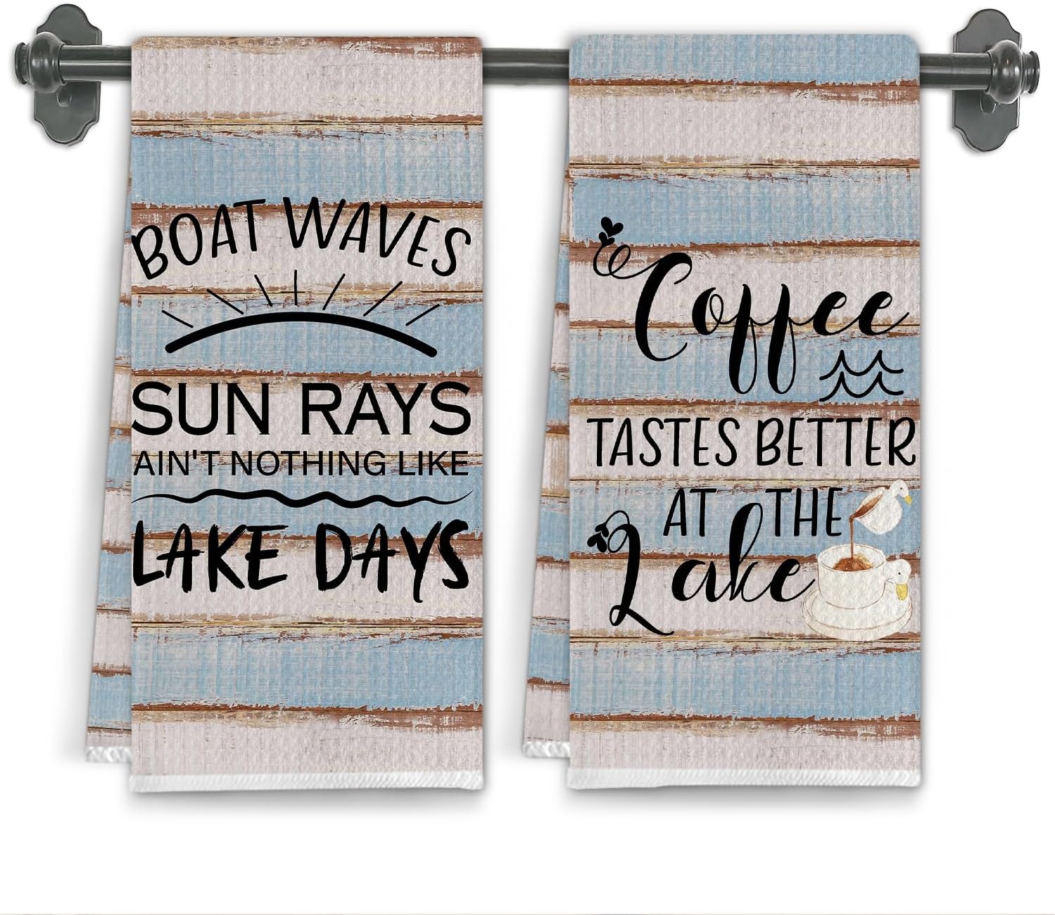 Funny Lake House Kitchen Towels, Pontoon Boat Gifts Dish Tea Towels for Kitchen Decor, Lake House Gifts Decorative Hand Towel for Bathroom Decor, 16x24 Inch