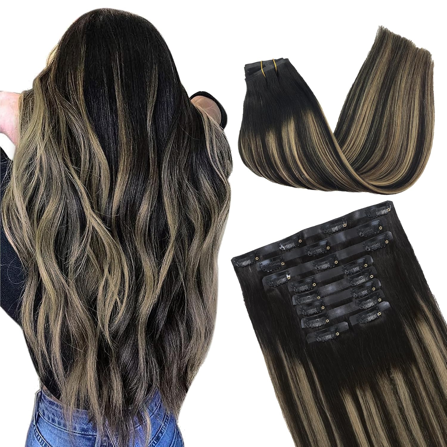 GOO GOO Clip-in Human Hair Extensions 14in 130g 9Pcs