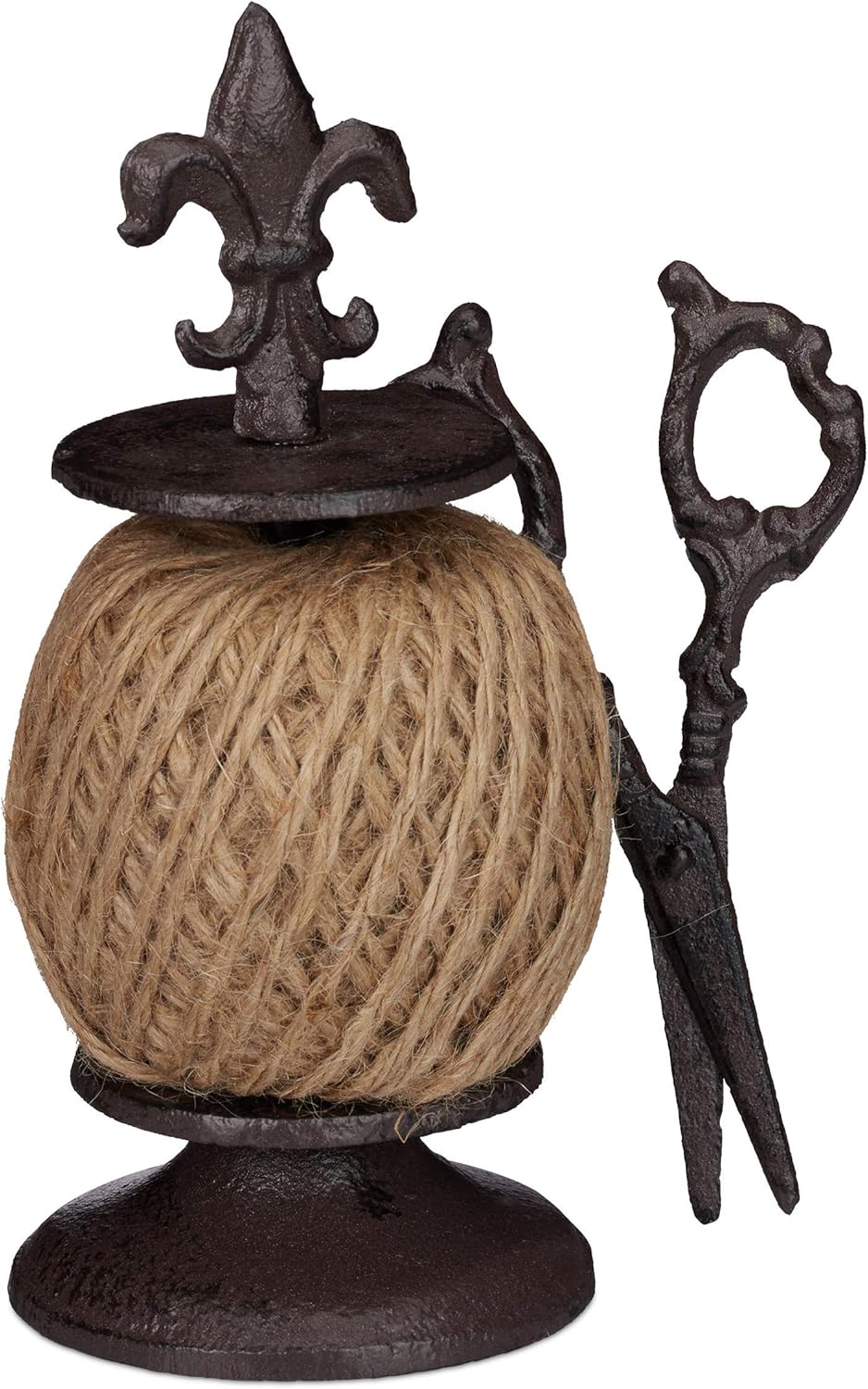 Relaxdays Twine Roll Holder Antique, Cast Iron, String Dispenser with
