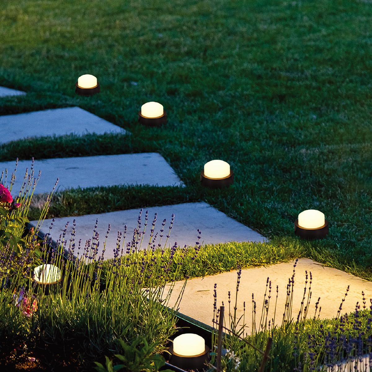 10 mini faretti luminosi solari a puntura markup vialetto SOLIRAY LED bianco caldo 12m