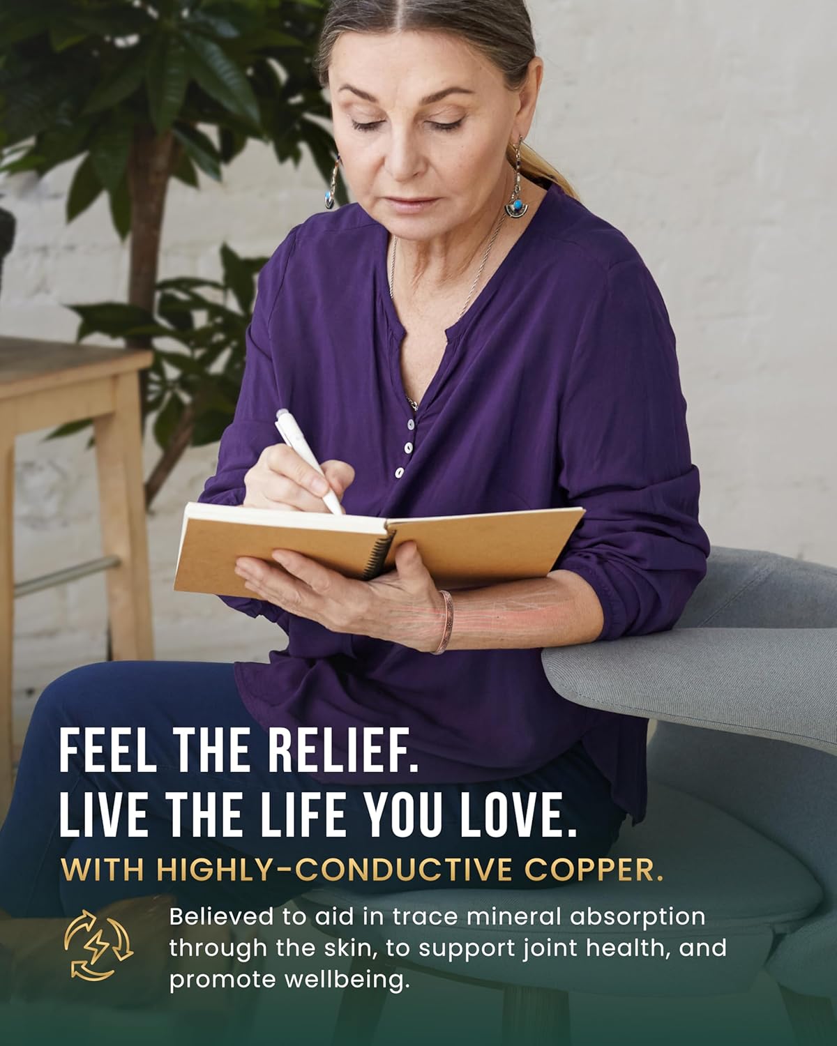 MagnetRX® Women's Copper Bracelet – Effective 99.9% Pure Copper Magnetic Bracelets for Women – Adjustable Womens Copper Cuff Bracelet Bangle (Floral Style) - Image 6