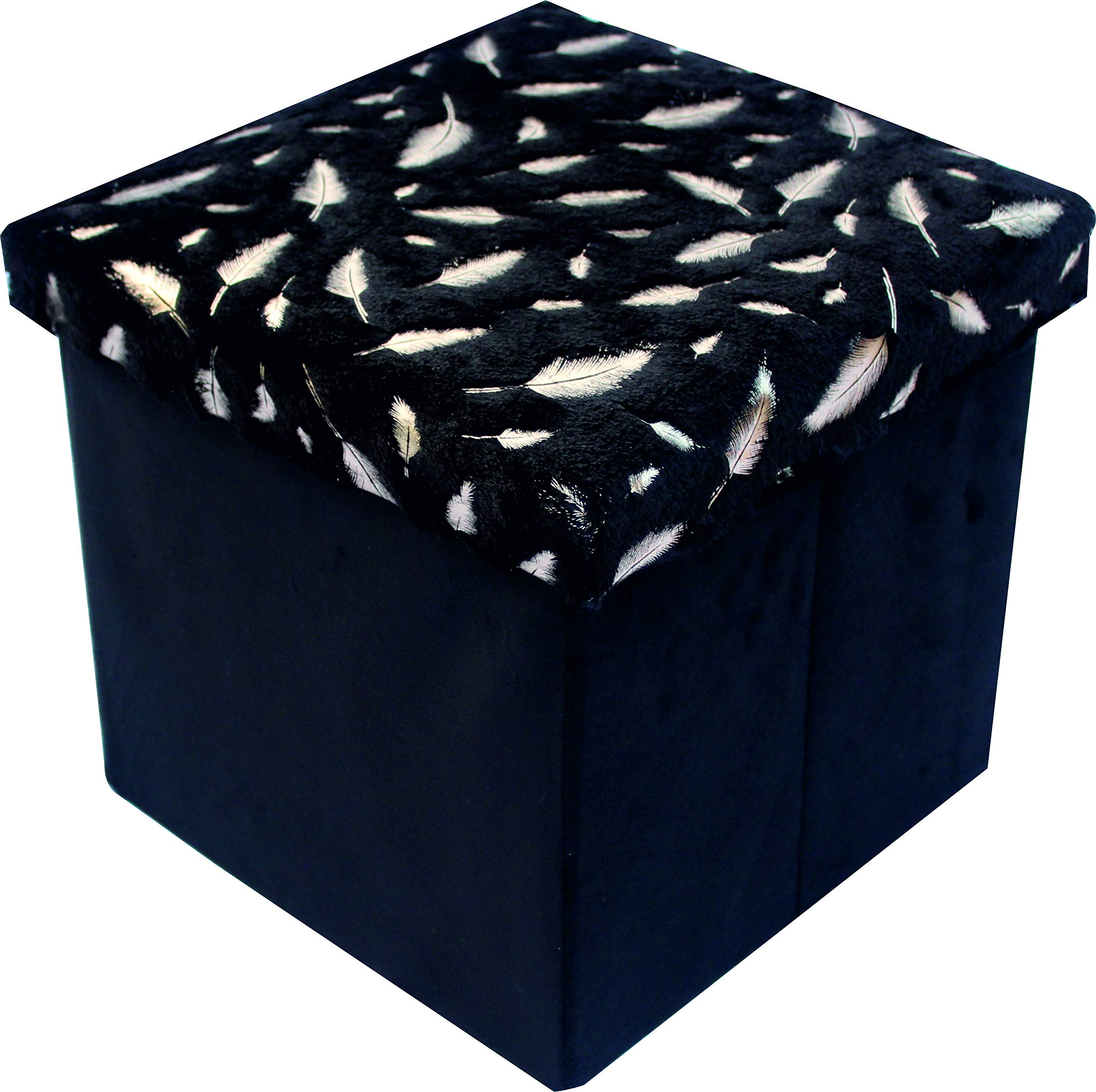 7horse® Foldable Organizer Stool Chest Storage Box with Lid – Multi-Functional Collapsible Ottoman Footrest Seat Footstool(32x32x35cm)
