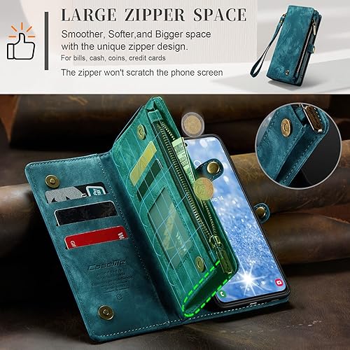 Miniatura 84 de SZHAIYU 2 in 1 Detachable for Samsung Galaxy S23 Ultra Wallet Case with Card Holder, Retro Premium Flip Leather Cover Magnetic Zipper Pocket Phone