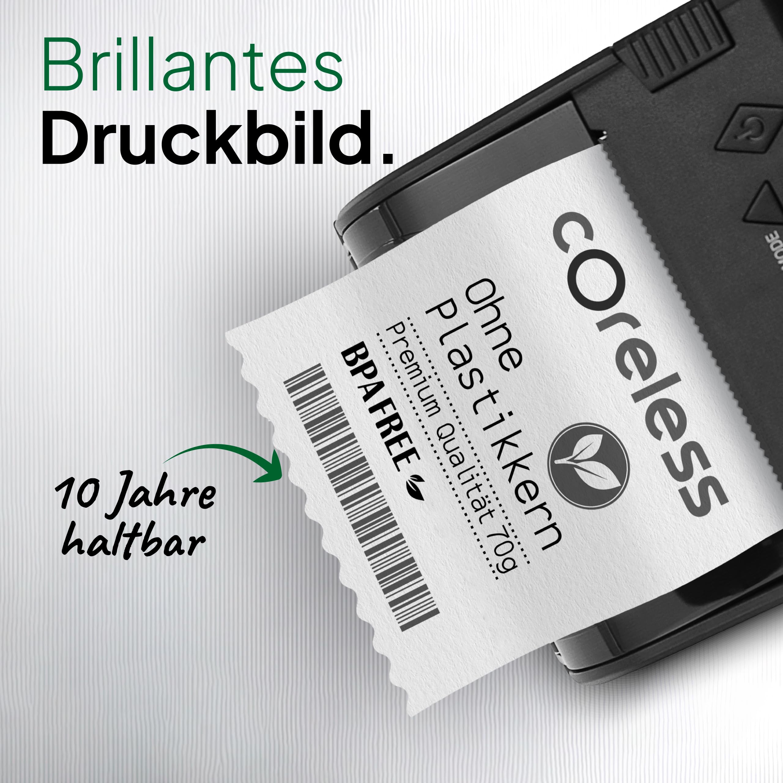 coreless - 50 Thermorollen 80mm x 80mm x 12mm mit Apotheker A ohne Plastikkern - Rolle aus Thermopapier