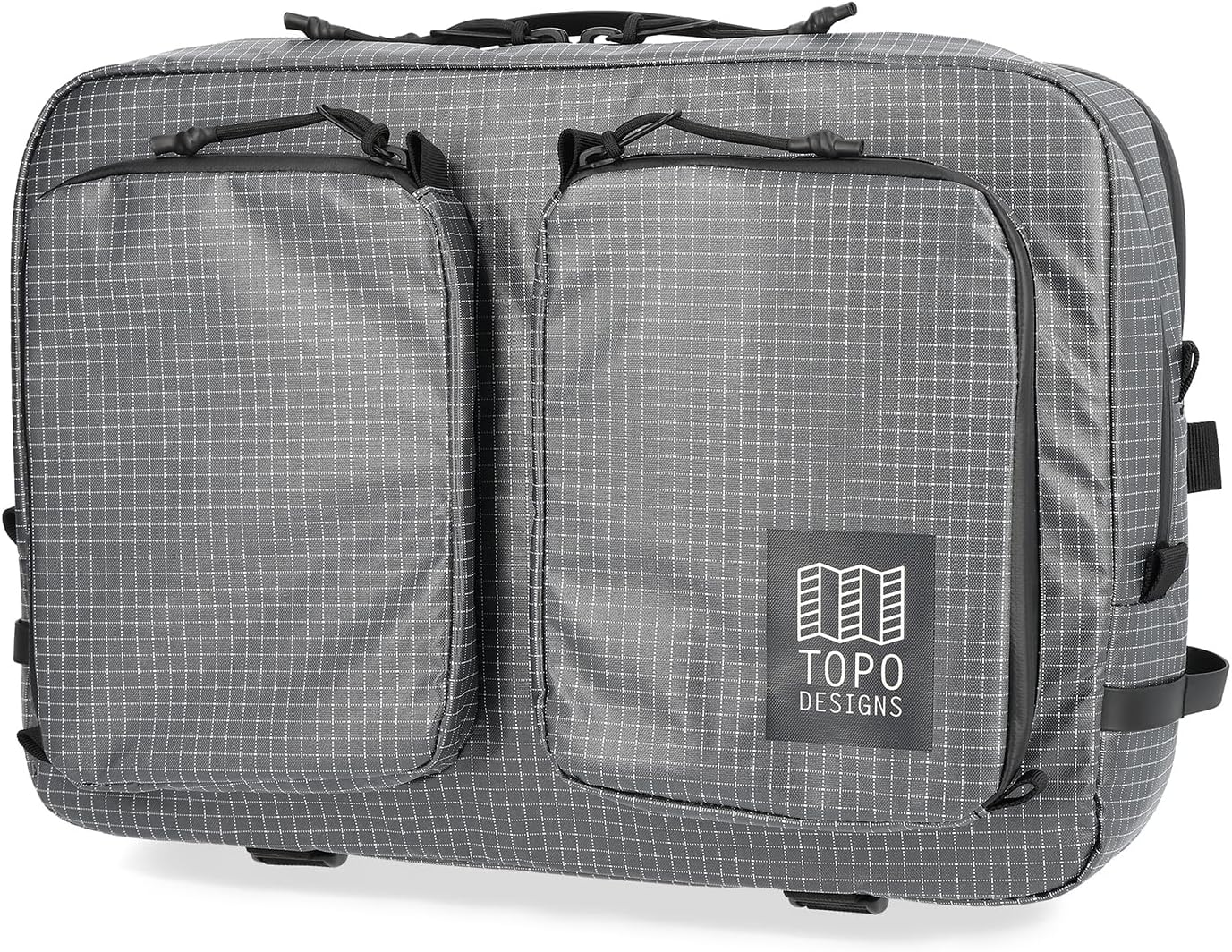 Topo Designs Apex Global Briefcase – Nylon Ripstop Fabric, Weatherproof Commuting Travel Pack with Oversized Zips, Made with 100% Recycled Materials (Black)