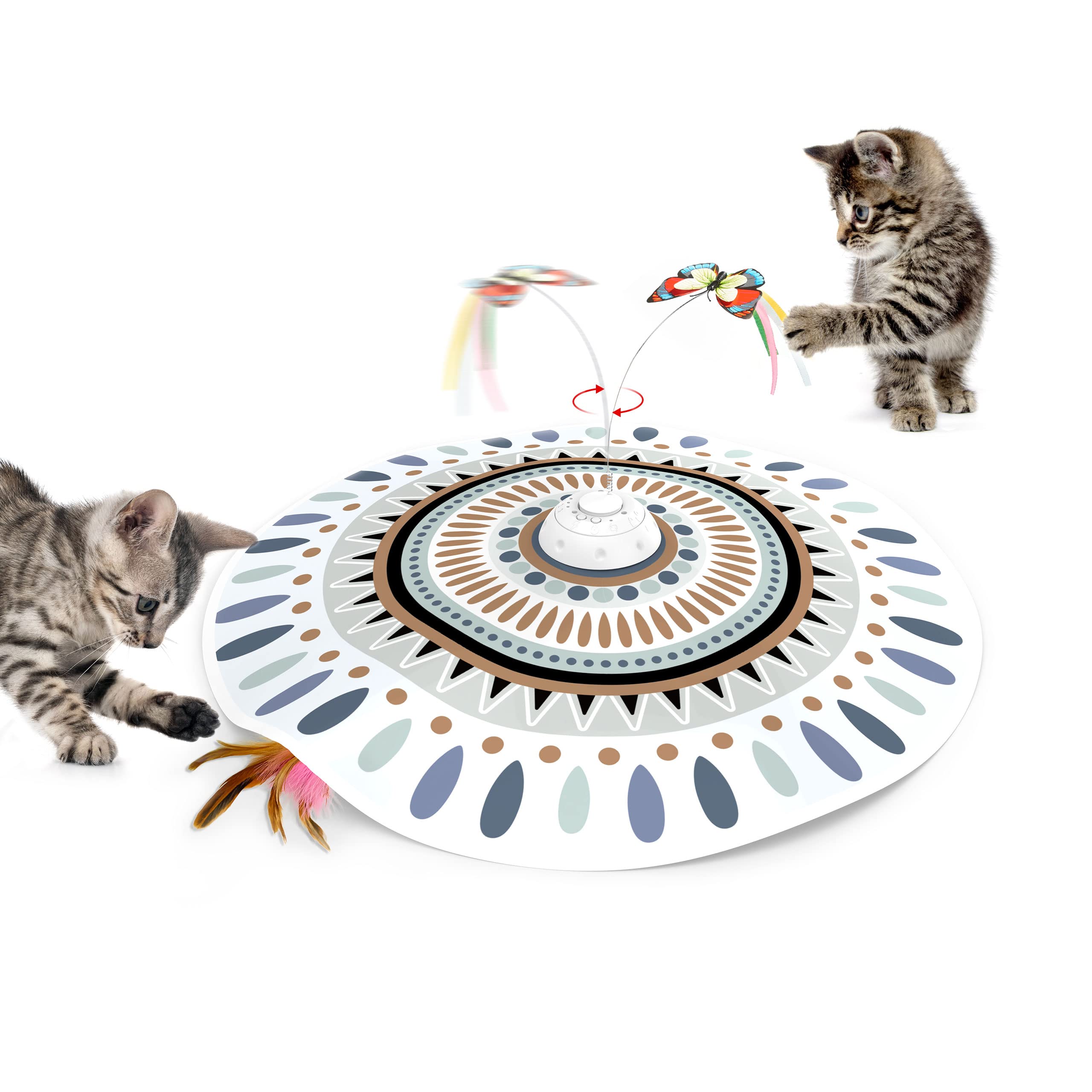 Potaroma Katzenspielzeug Selbstbeschäftigung, wiederaufladbar Elektrisch 3-in-1 Versteckspiel Kätzchen Interaktives Spielzeug für Indoor Cats, flatternder Schmetterling, bewegliche Feder Geräusch