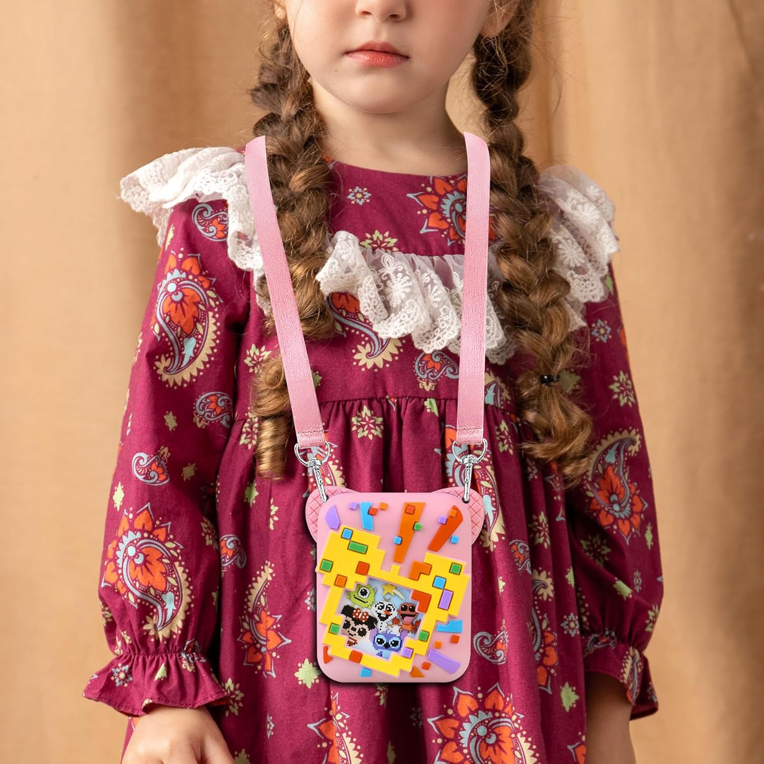 BOVKE Silicone Cover Case for Bitzee Disney Interactive Toy with 30 Characters Inside, Bitzee Disney Digital Pet Protective Skin Sleeve for Bitzee Virtual Electronic Pets Kids Disney Toys, Pink