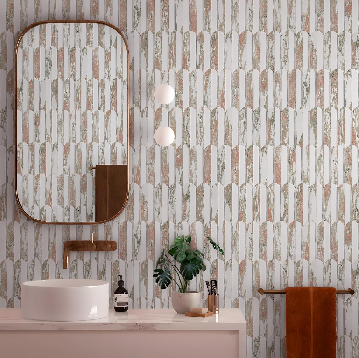 Vamos Tile Peel and Stick Backsplash Seamless Tile,10 Sheets Stick on Backsplash for Kitchen & Bathroom,Marble Red+Matt Pure White Marble Look +Silver Metal Self Adhesive Backsplash Tile 10 Norwaygien Red+Matt Pure White+Brushed Silver