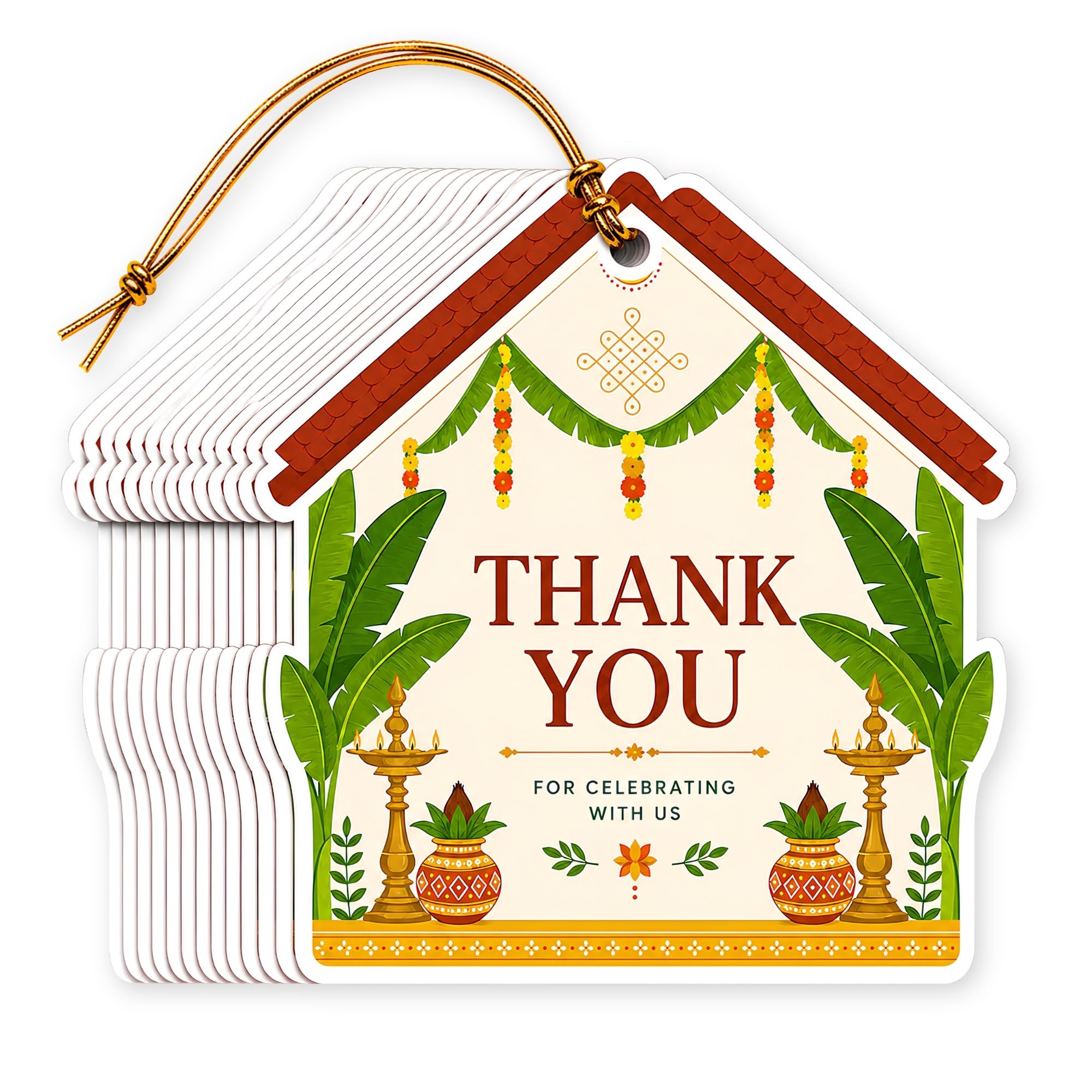 NYOTA House Warming Grah Pravesh Gift Tags with Golden Thread | Traditional Indian Thank You Return | Premium House Die-Cut Gift Wrap Tags (Pack of 20 Gift Tags)-image-17