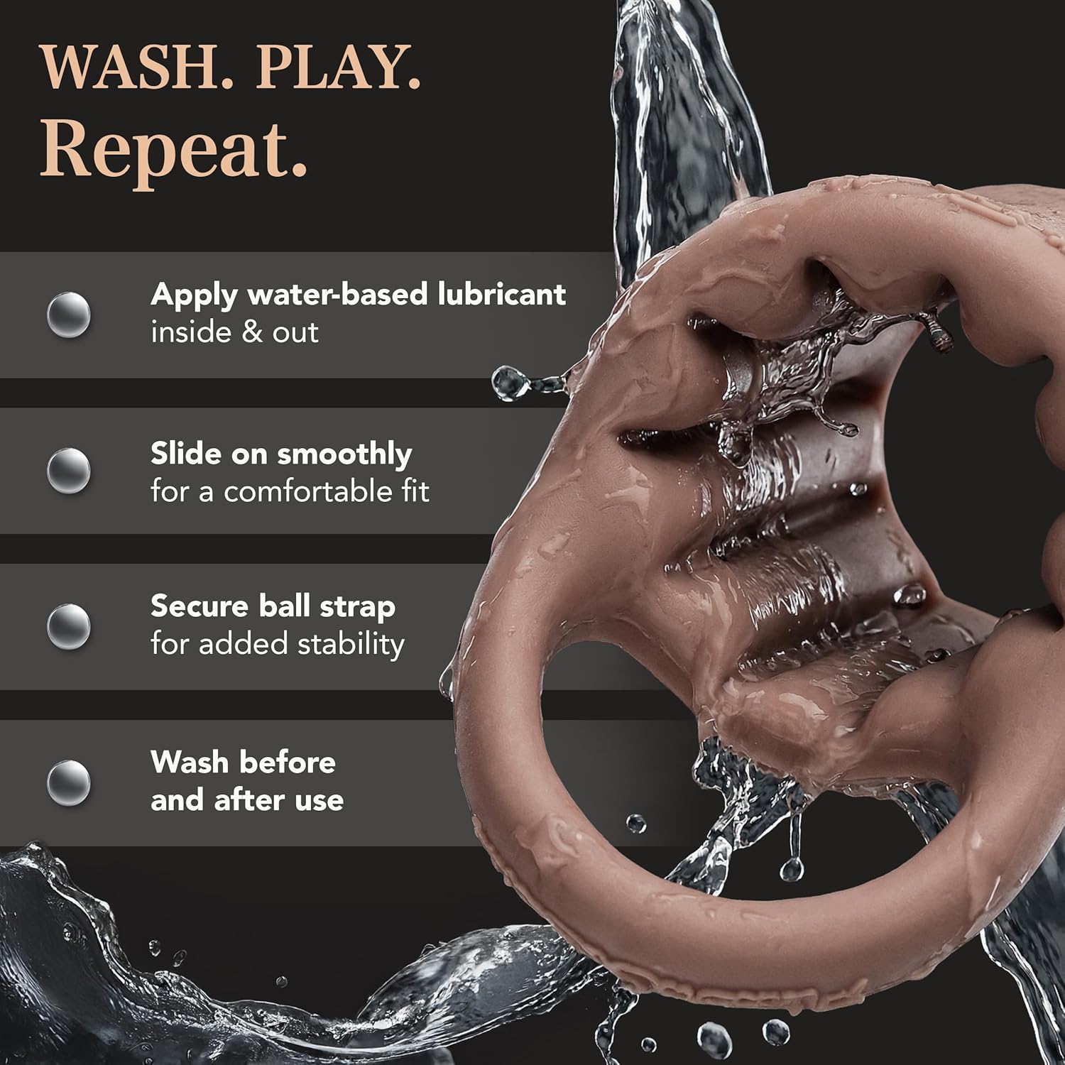 The Happy Wife® USA Penis Sleeve – Ultra-Realistic Girth Enhancer | Soft Touch, Body-Safe Platinum Silicone | Ultimate Male Enhancement for Couples Pleasure | 4" L x 2" W