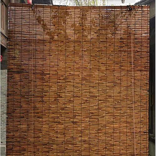 KDDEON cortina de caña de bambú, persianas romanas naturales, ventana de persiana, persianas de bambú de carbonización retro, parasol, partición de