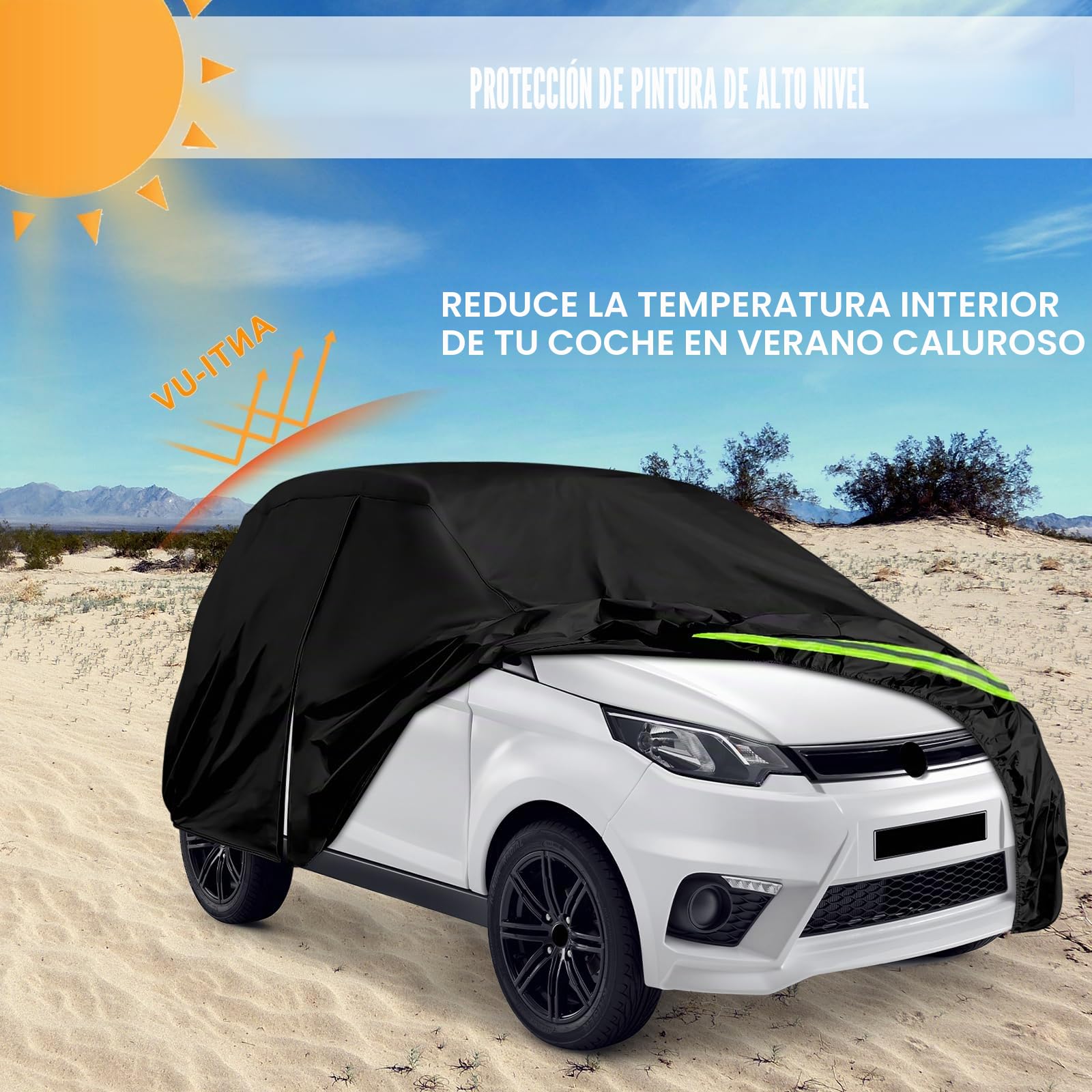 Cubierta del Automóvil Reemplazo para Aixam City/Coupe/MINAUTO/Crossover/Crossline 2007-2025, Lona del Automóvil Garaje Impermeable Garaje Tiras Reflectantes, Funda Coche Exterior Anti-UV