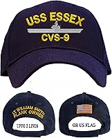 Vista 1 de Gorra de béisbol bordada personalizada USS Essex CVS-9 azul marino, marino