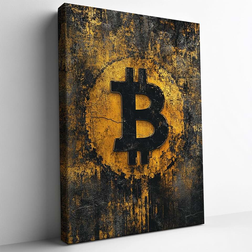 Crypto Investor Wall Art Bitcoin Canvas Print Decor Blockchain Office Poster Cryptocurrency Trading Sign BTC Coin Artwork Canvas Wall Art Painting Print for Living Room-12x16-Ready to hang