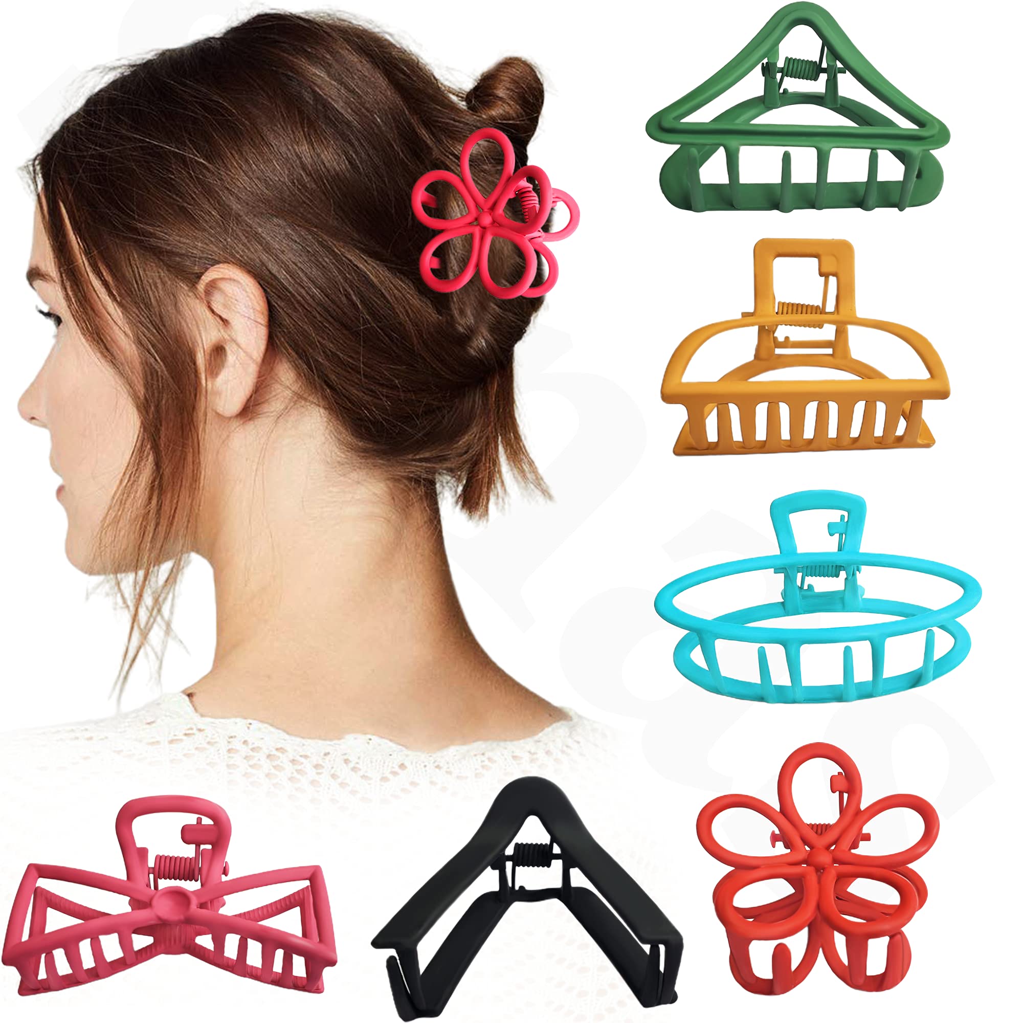 Sanas Matte Non Slip Hair Clips 6pcs Cute Hair Accessories For Girls Clutch Clips For hair Matte Finish Metal Hair Clip Women Hair Accessories Claw Clips Trendy Hair Clips 6pc
