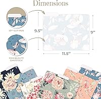 Vista 2 de Better Office Products Decorative File Folders, 12 Pack, 6 Designs, Heavyweight, Letter Size (9.5" x 11.5") with 1/3 Cut Tab, Traditional Floral