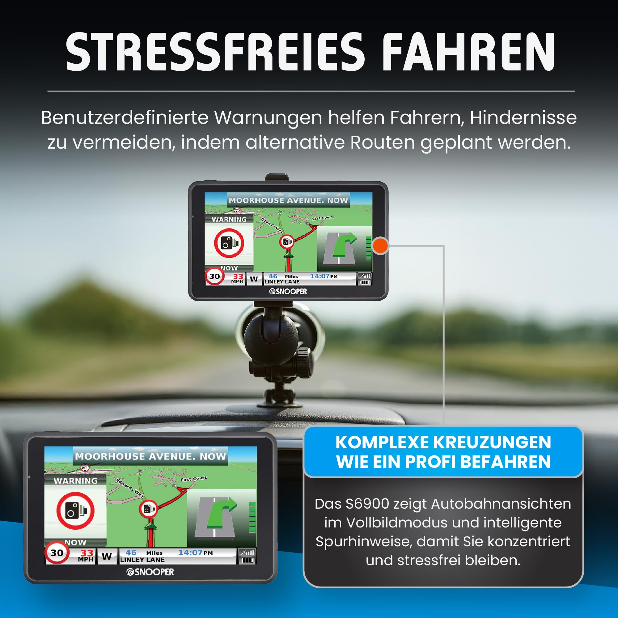Snooper S6900 Truckmate EU LKW Navigationssystem mit aktiver Magnethalterung