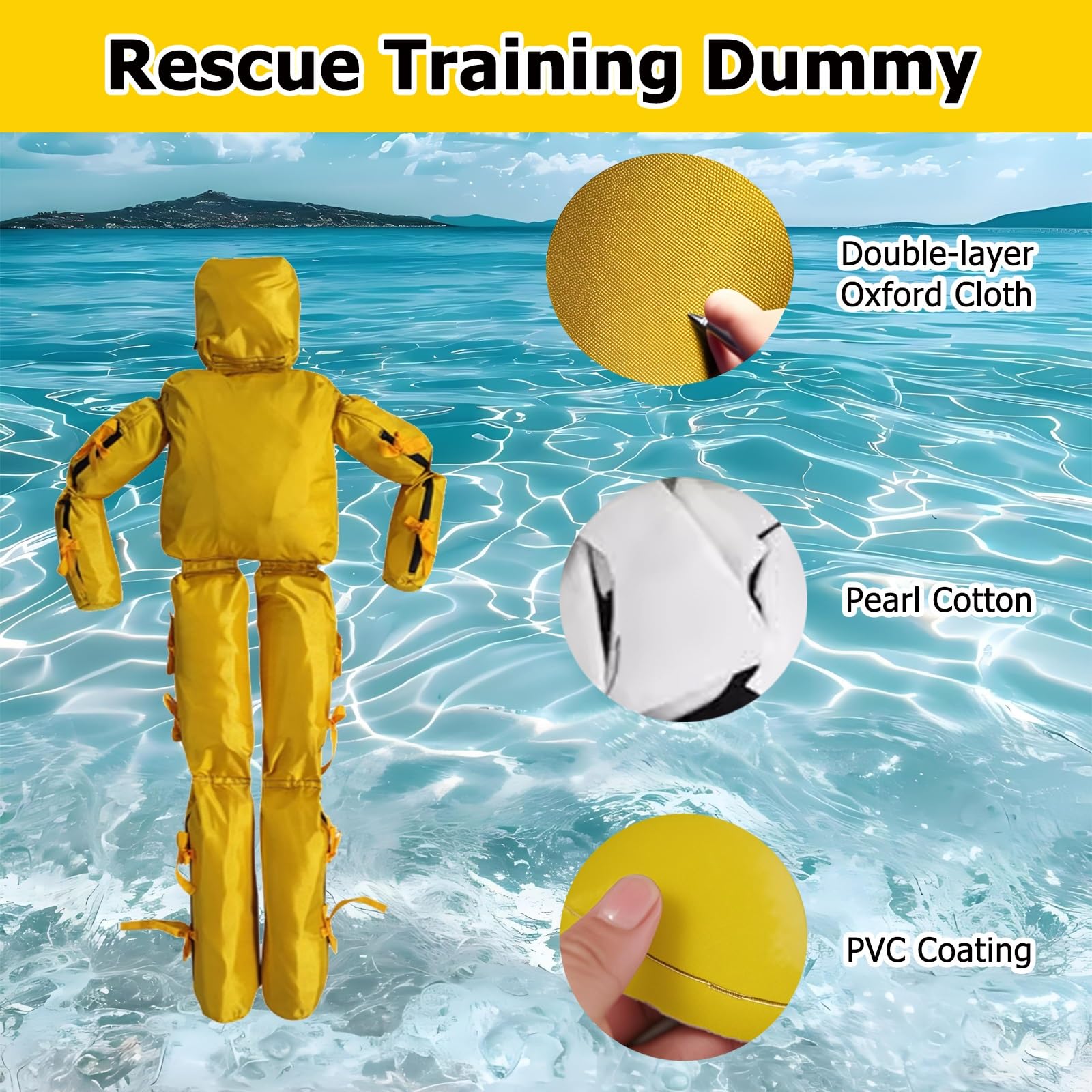 170 175 CM Realistic Water Rescue Training Dummy, Foldable & Reusable Water Rescue Simulator Waterproof Rustproof, Fire Training Drill Dummy for River Lake Ocean(Gray,1.75m-30kg)