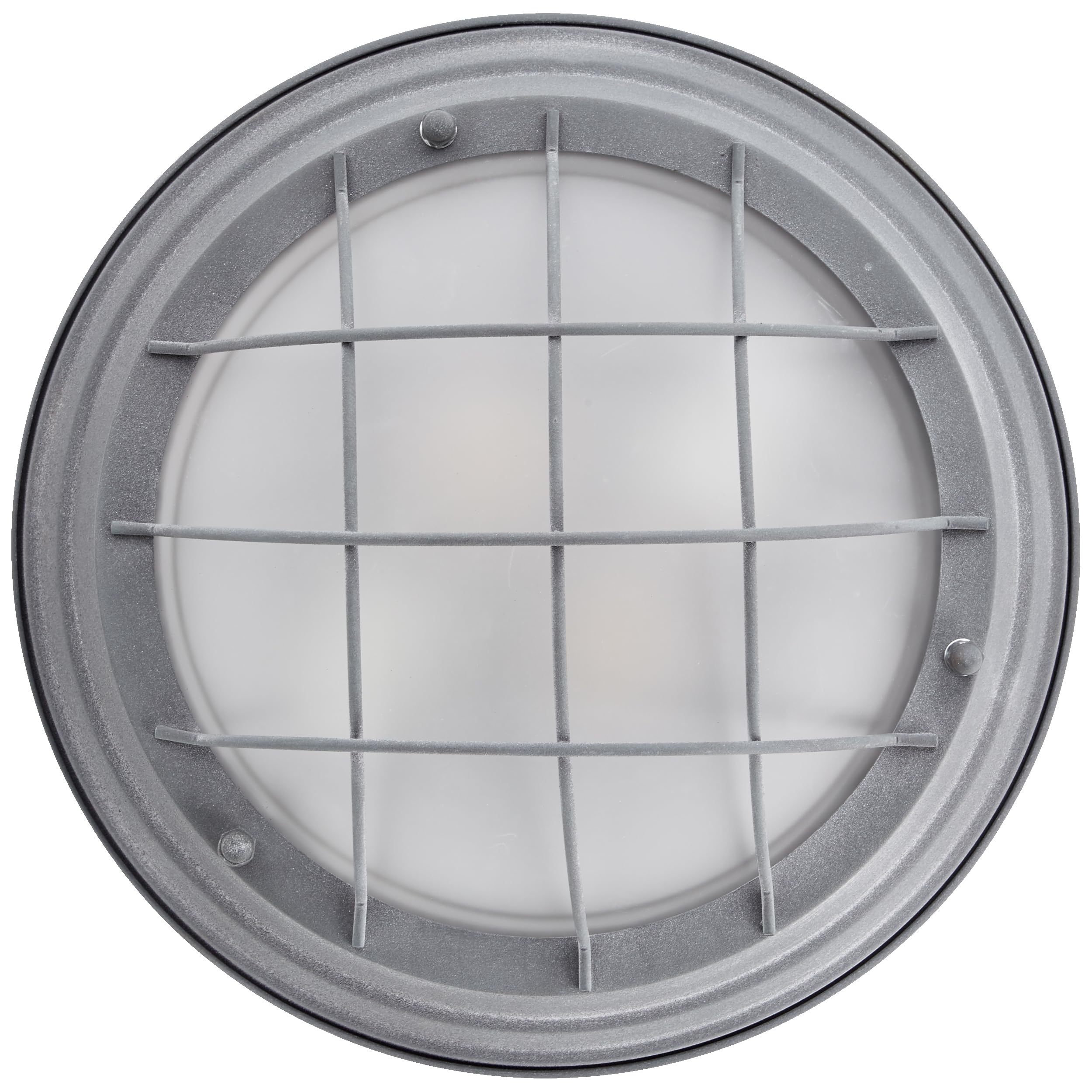 Lightbox Industrial Deckenlampe - Wand- und Deckenleuchte im Vintage Look - rustikale Bootsleuchte mit Glasscheibe - Metall/Glas Beton/Grau - 34cm Durchmesser