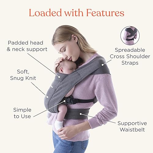 Miniatura 4 de Ergobaby Embrace Cozy Newborn Essentials - Portabebés (7-25 libras), tejido Ponte, verde jade