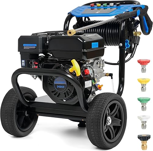 Miniatura 2 de Gas Pressure Washer 3500PSI, 2.3 GPM 209CC High Pressure Washers, 25FT Hose with Reel, Built-in Soap Tank, 4 Quick-Connect Nozzles, Axial Pump,