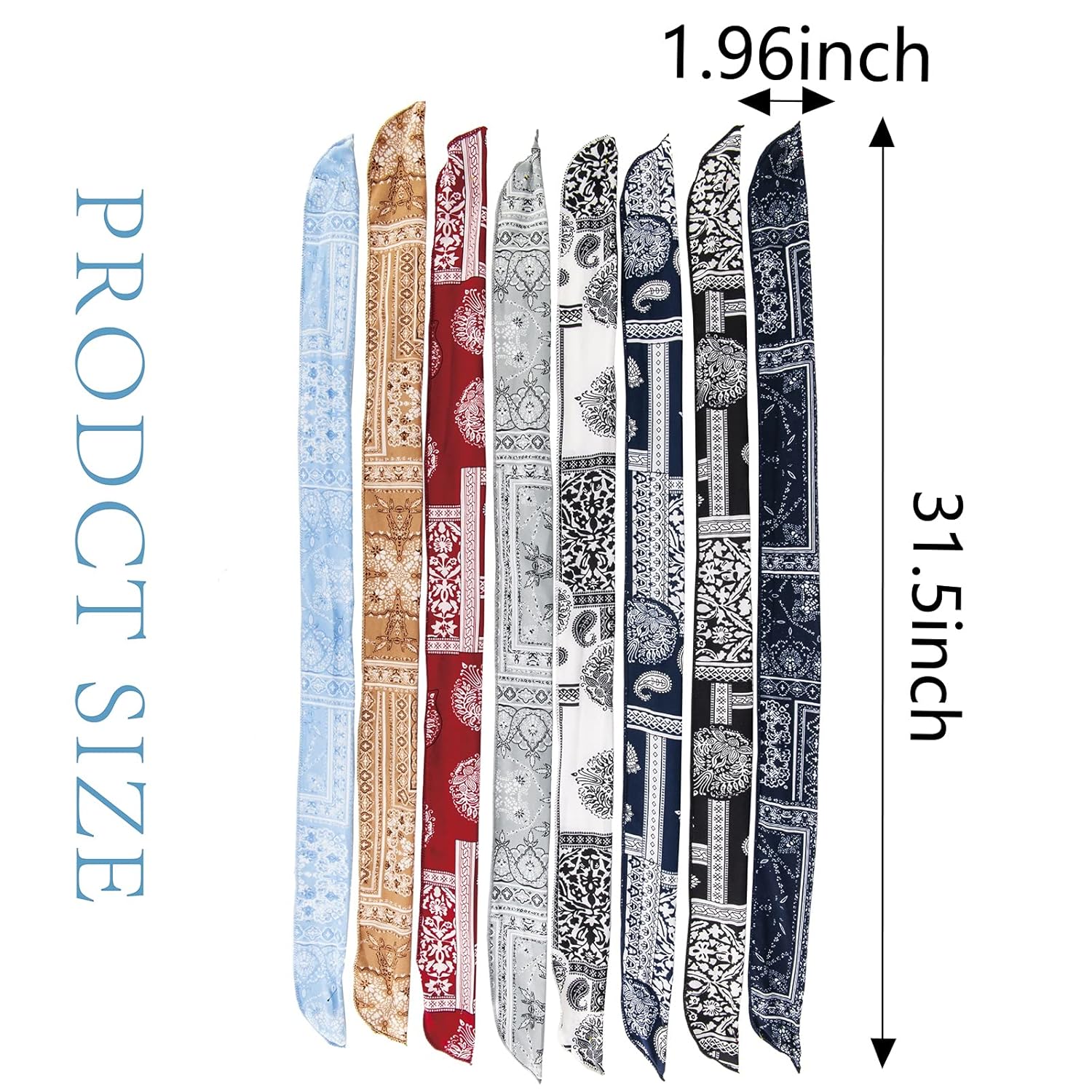 ONEYE Paisley Wire Headbands for Women, 8 Count Pack, Hair Bands Hair Holder Hair Accessories for Workout Yoga Running Soccer Sports, Fashion Wire Headwraps Headband with Twist Bow - Image 3