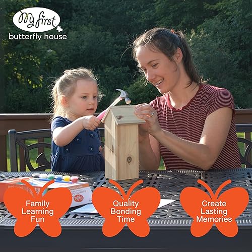 Miniatura 5 de Nature's Way My First Butterfly House - Kit de manualidades de bricolaje - Creativo de madera para construir y pintar STEM regalo para niños y
