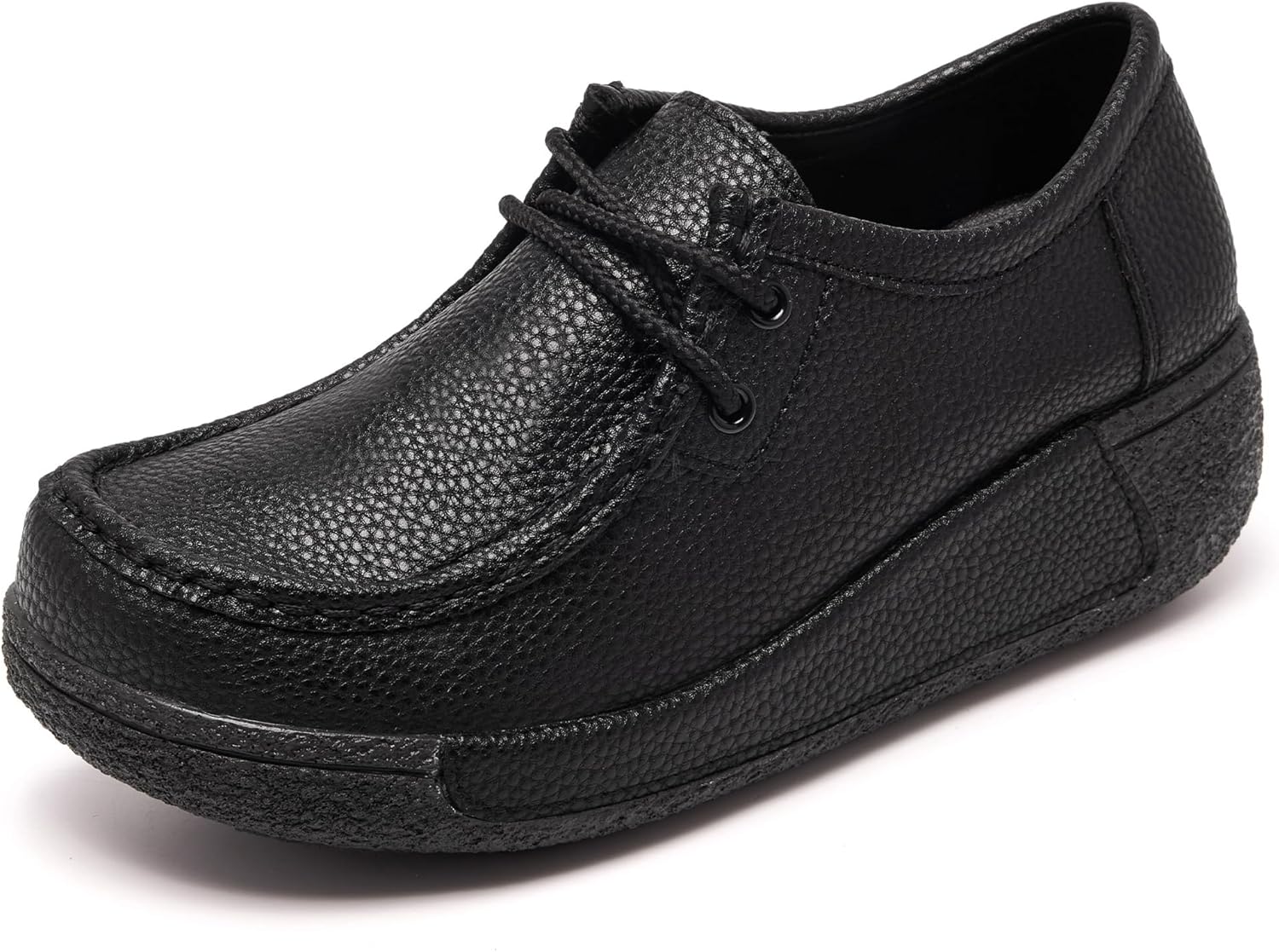 Women's Platform Slip-on Loafers Casual Lace-up Comfortable Daily Leather Oxford Shoes - Image 9