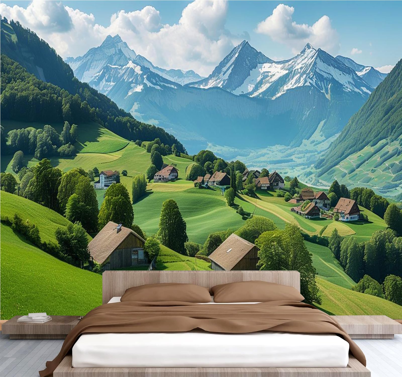Carta da parati effetto 3D Montagna 366x 254 cm Murale Non Tessuto Natura Paesaggio Fotomurale Stampa HD Moderna Poster Per Soggiorno E Camera Da Letto Design 2M1618