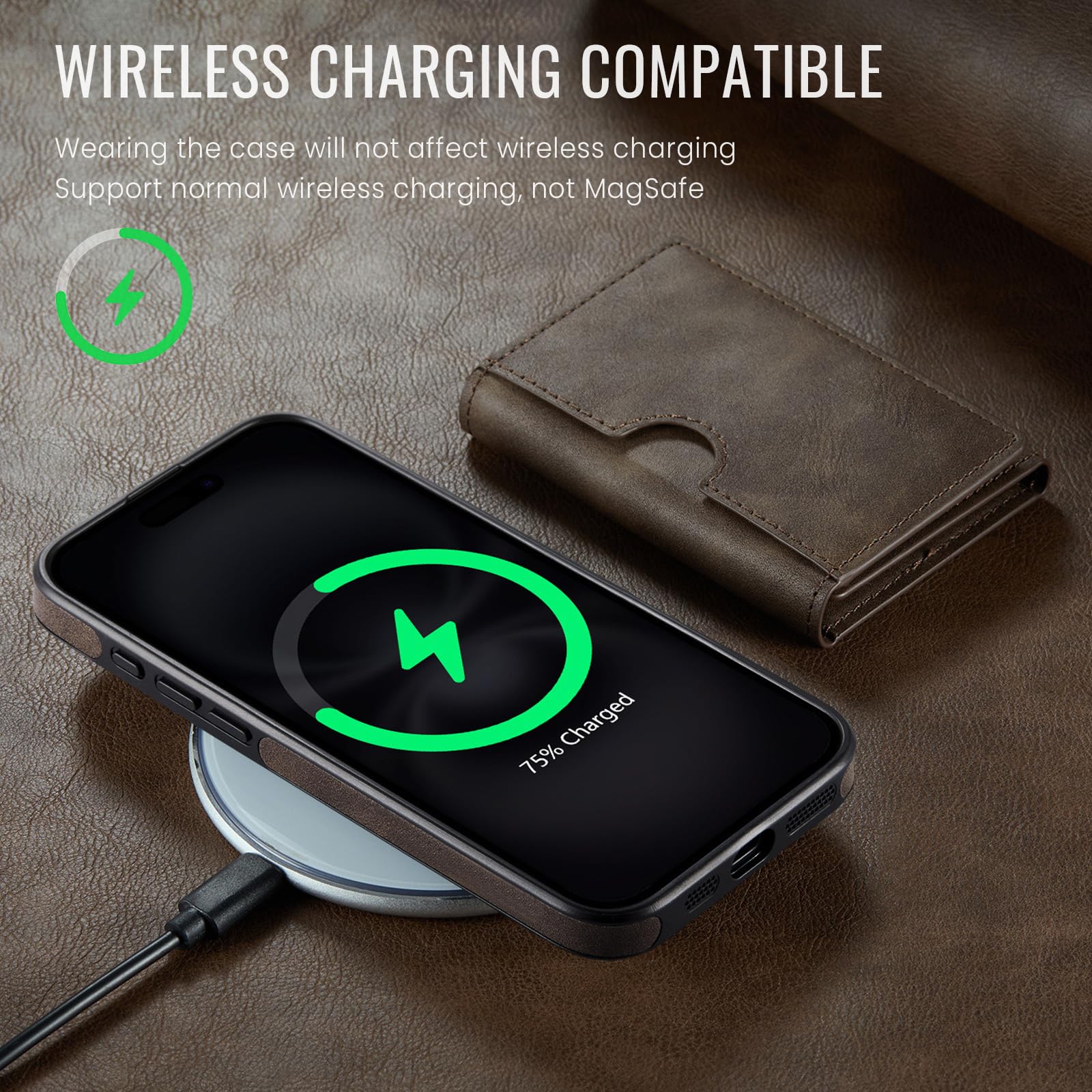 Asuwish Funda de teléfono para iPhone 16 Pro de 6.3 pulgadas, funda magnética desmontable con carga inalámbrica y bloqueo RFID, tarjetero de crédito, soporte abatible, resistente para iPhone 16, i16,