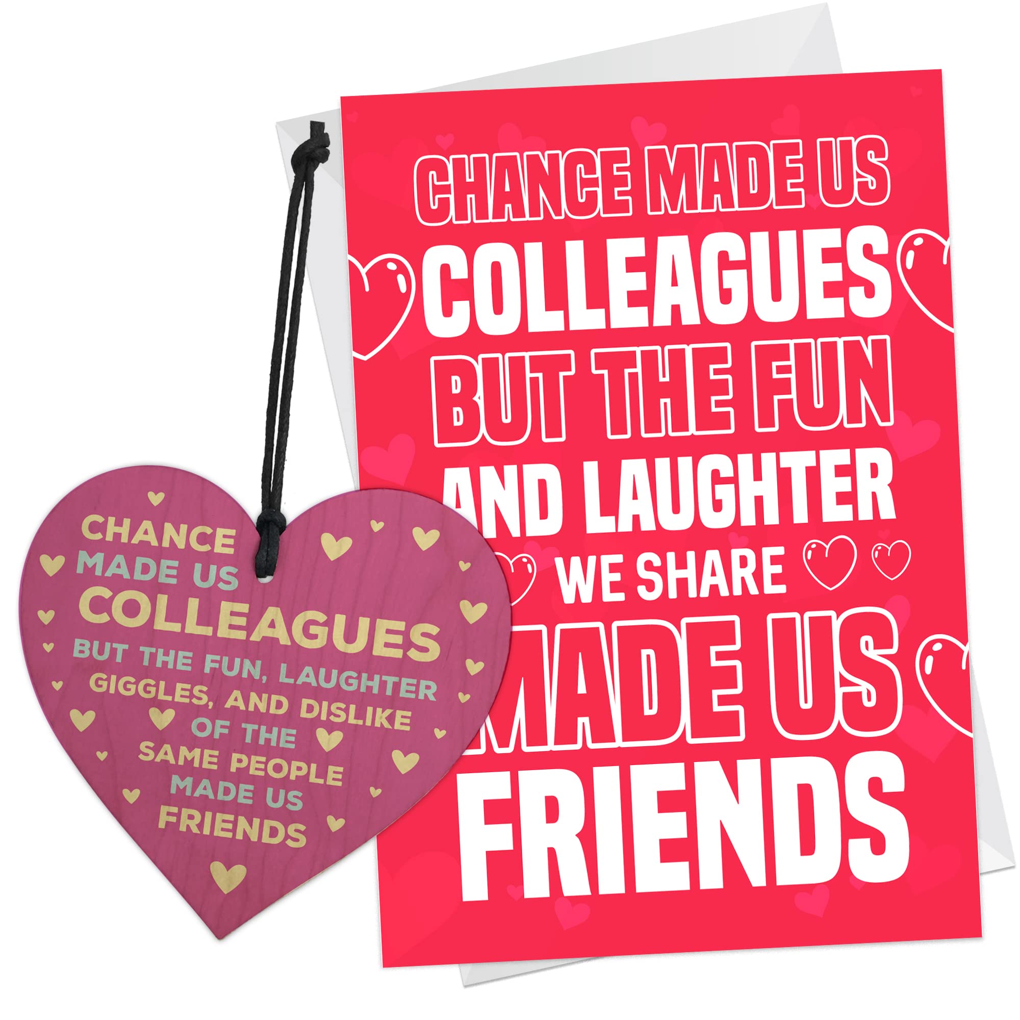 RED OCEAN Chance Made Us Colleague Message Gift Wood Heart And Card Colleague Birthday Gifts For Women Leaving Job Gifts & Presents Card For New Job Friendship Gift