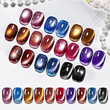 JODSONE 12 Colors Cat Eye Gel Nail Polish Set Blue Purple Red Black with Base Coat &Top Coat Magnet for DIY Salon Nails All Seasons