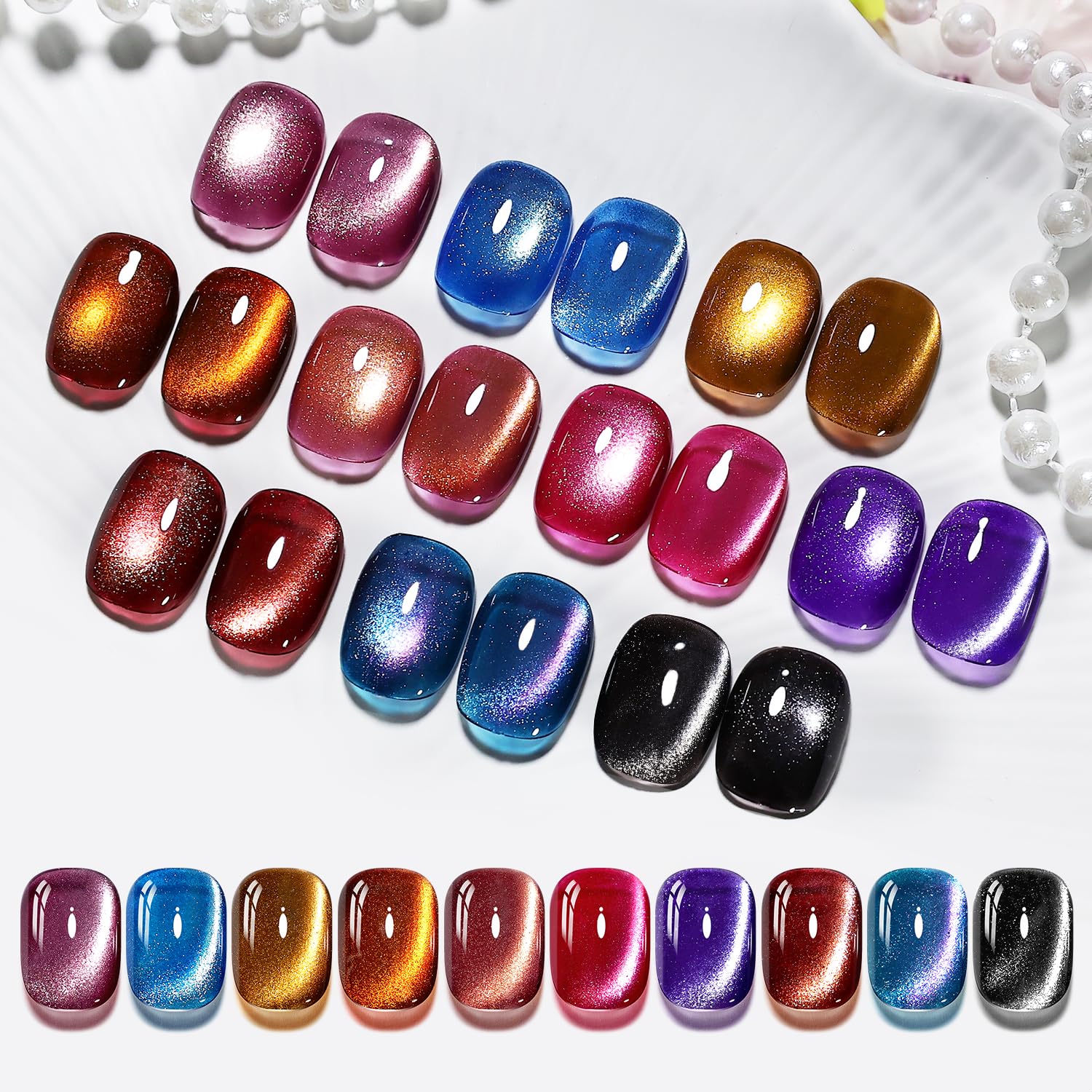 Amazon.com: JODSONE 12 Colors Cat Eye Gel Nail Polish Set Blue
