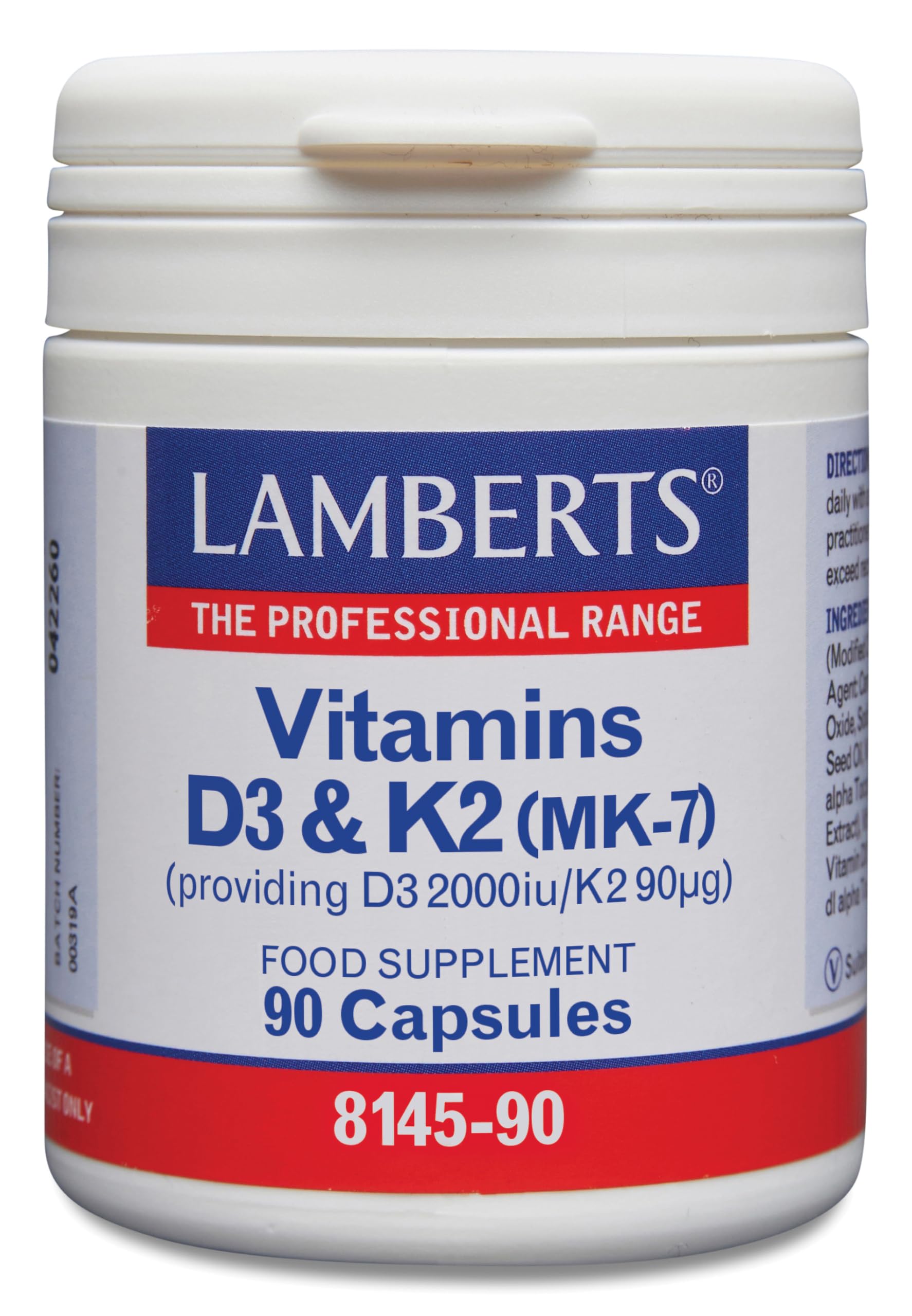 Lamberts Vitamina D3 2000 UI + K2 MK-7 | Apoyo a Huesos e Inmunidad | Alta Biodisponibilidad | 90 Cápsulas | Una al Día | Calidad Farmacéutica GMP