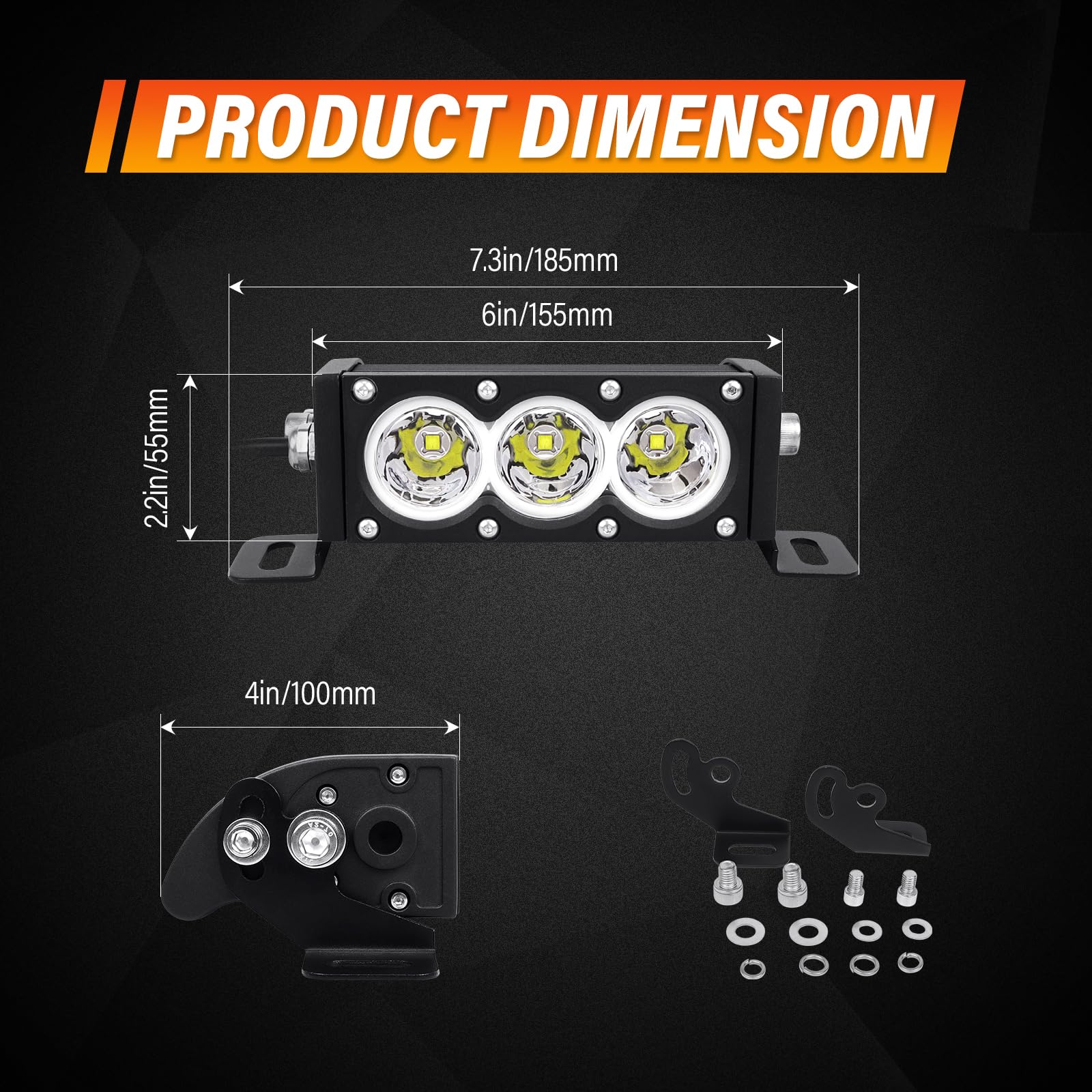 Willpower Pasek LED 6 cali, 30 W, rampa LED, pojedynczy rząd, 12 V, 24 V, IP67, reflektor LED światła robocze LED do 4 x 4, ciężarówki, ciągnika, quada, okablowanie, 6000 K, biały