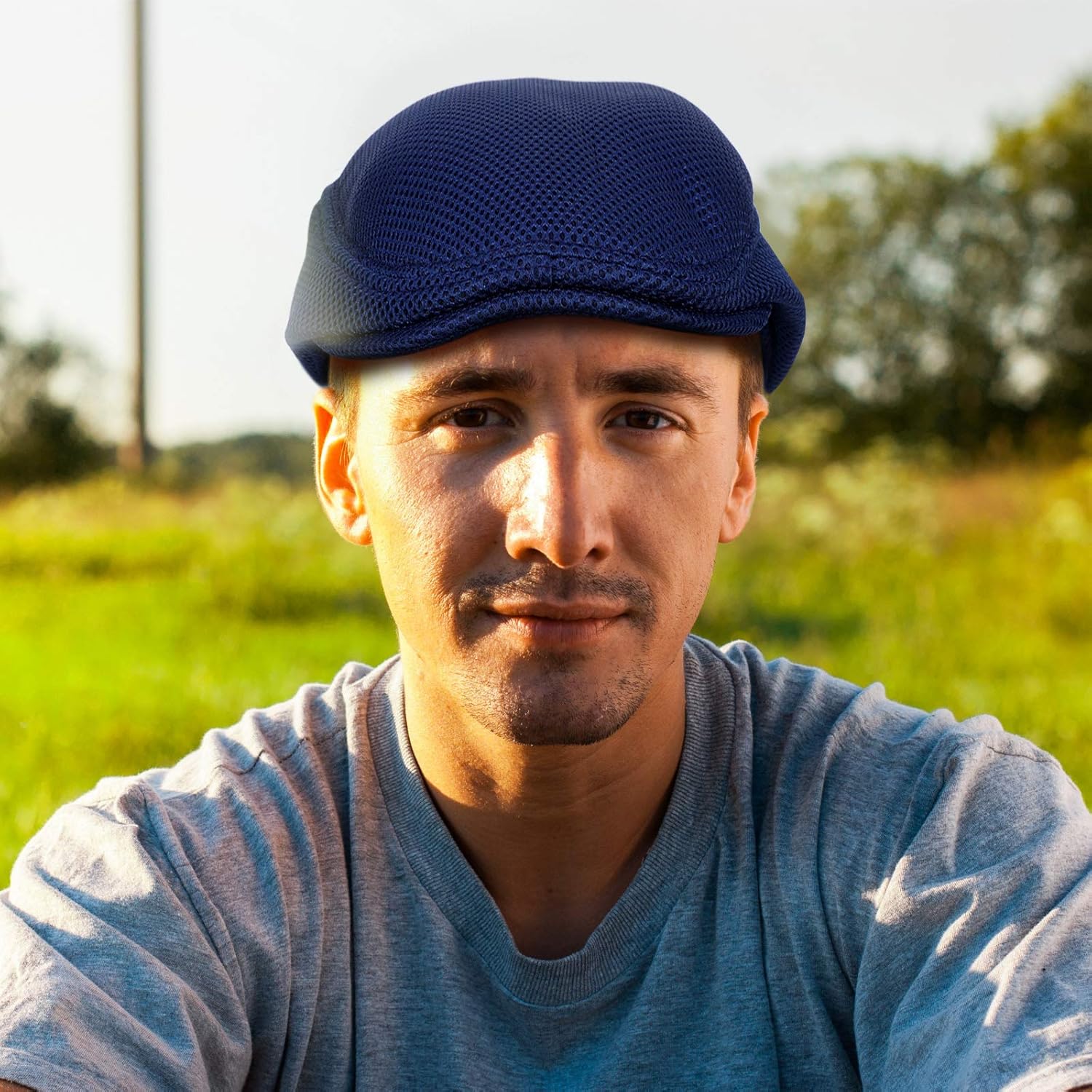 Syhood 3 Pieces Mens Mesh Flat Cap Breathable Summer Newsboy Hat Cabbie Flat Cap - Image 4